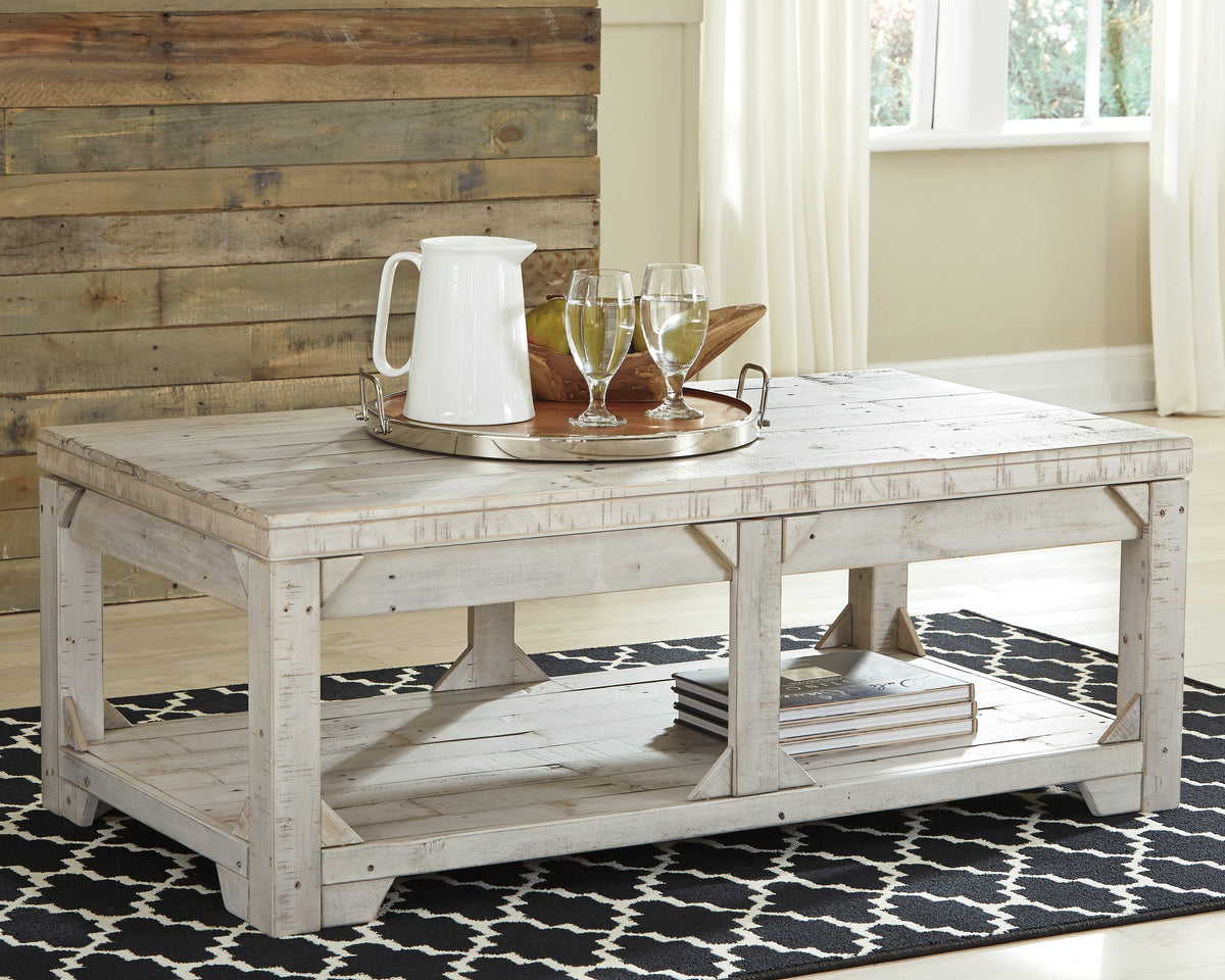 Tampa Furniture Outlet Lutz - Ashley Furniture - Fregine Coffee Table with Lift Top - Lift Top Cocktail Table / Whitewash - T755-9