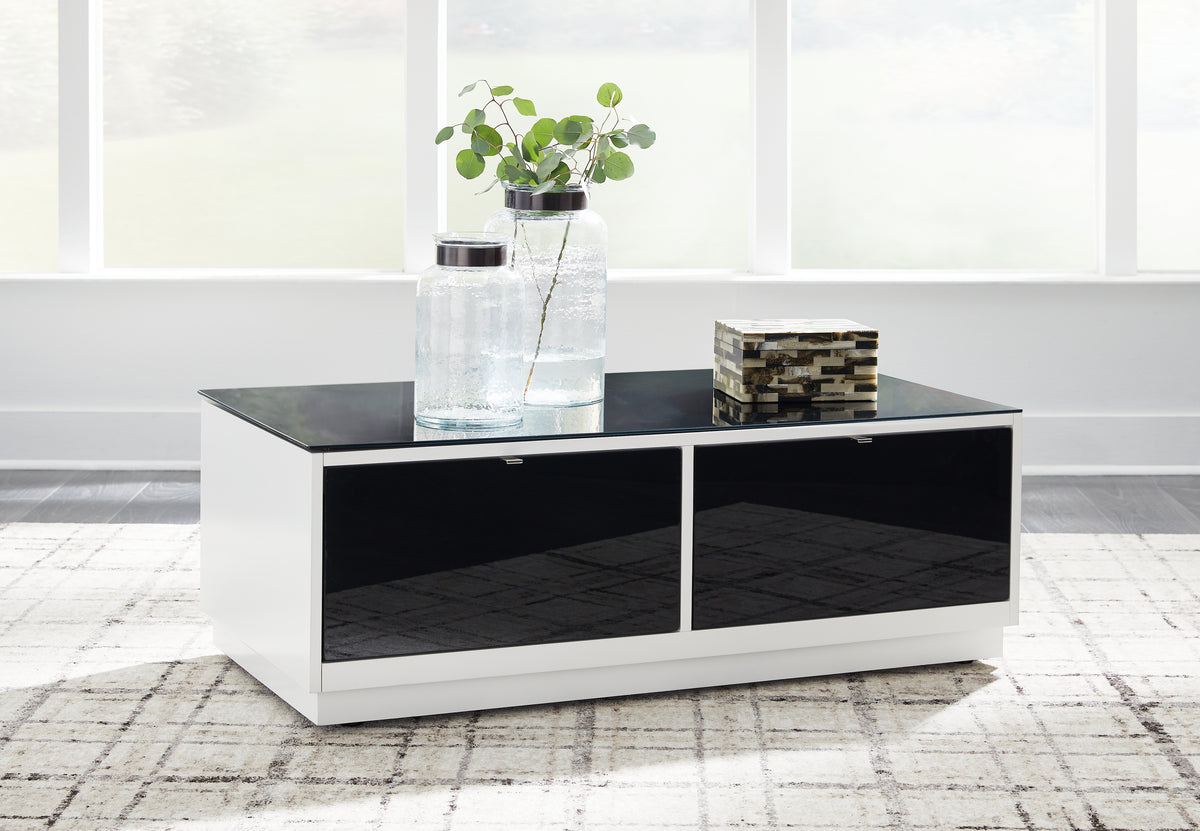 Tampa Furniture Outlet Lutz - Ashley Furniture - Gardoni Coffee Table - Rectangular Cocktail Table / White/Black - T756-1