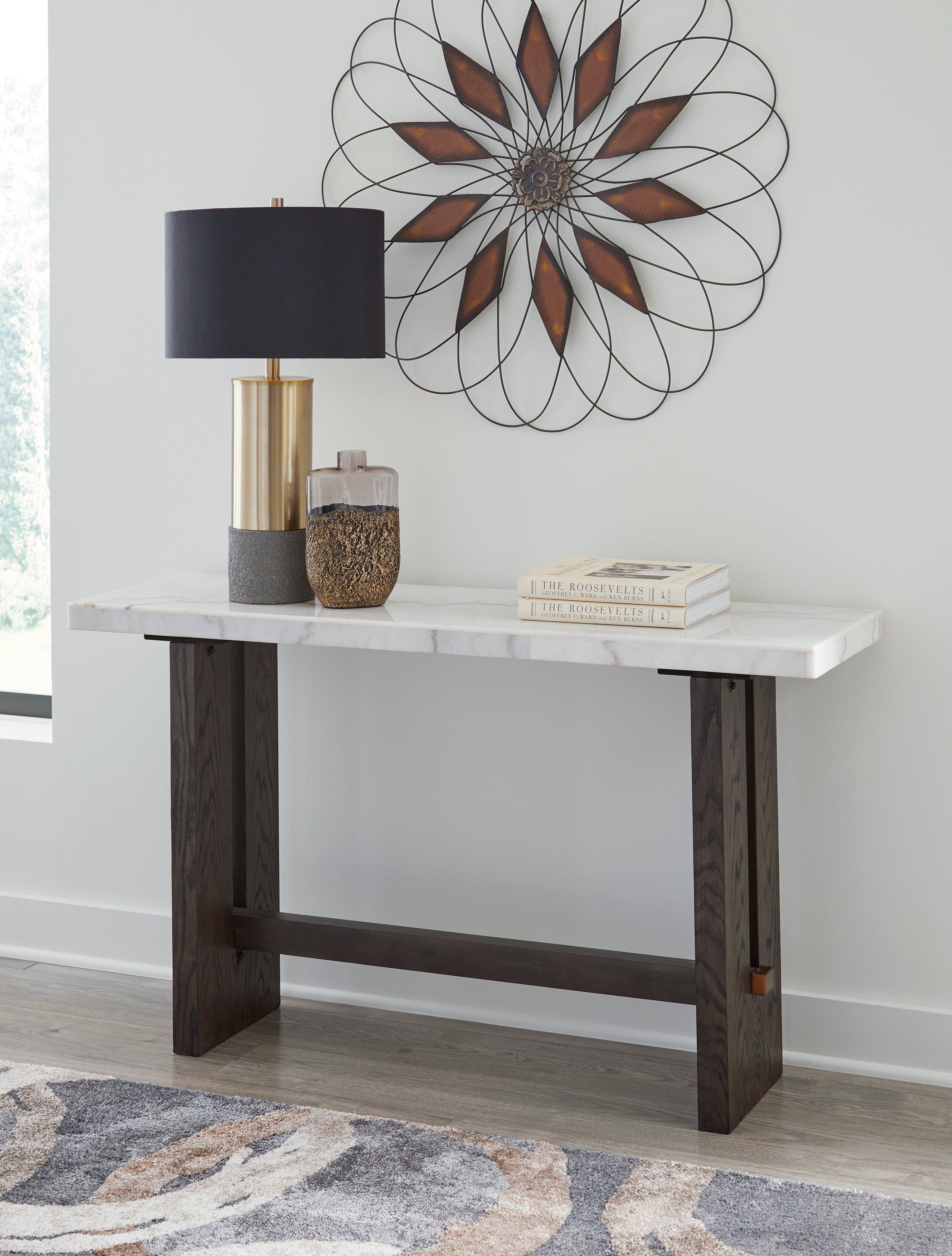 Tampa Furniture Outlet Lutz - Ashley Furniture - Burkhaus Sofa Table - Sofa Table / White/Dark Brown - T779-4