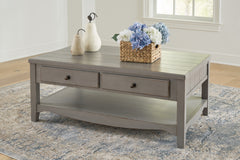 Tampa Furniture Outlet Lutz - Ashley Furniture - Charina Coffee Table - Rectangular Cocktail Table / Antique Gray - T784-1
