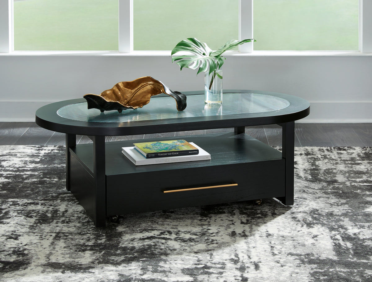 Tampa Furniture Outlet Lutz - Ashley Furniture - Winbardi Coffee Table - Oval Cocktail Table / Black - T786-0
