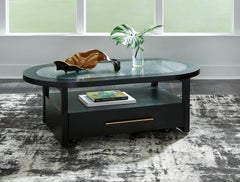 Tampa Furniture Outlet Lutz - Ashley Furniture - Winbardi Coffee Table - Oval Cocktail Table / Black - T786-0