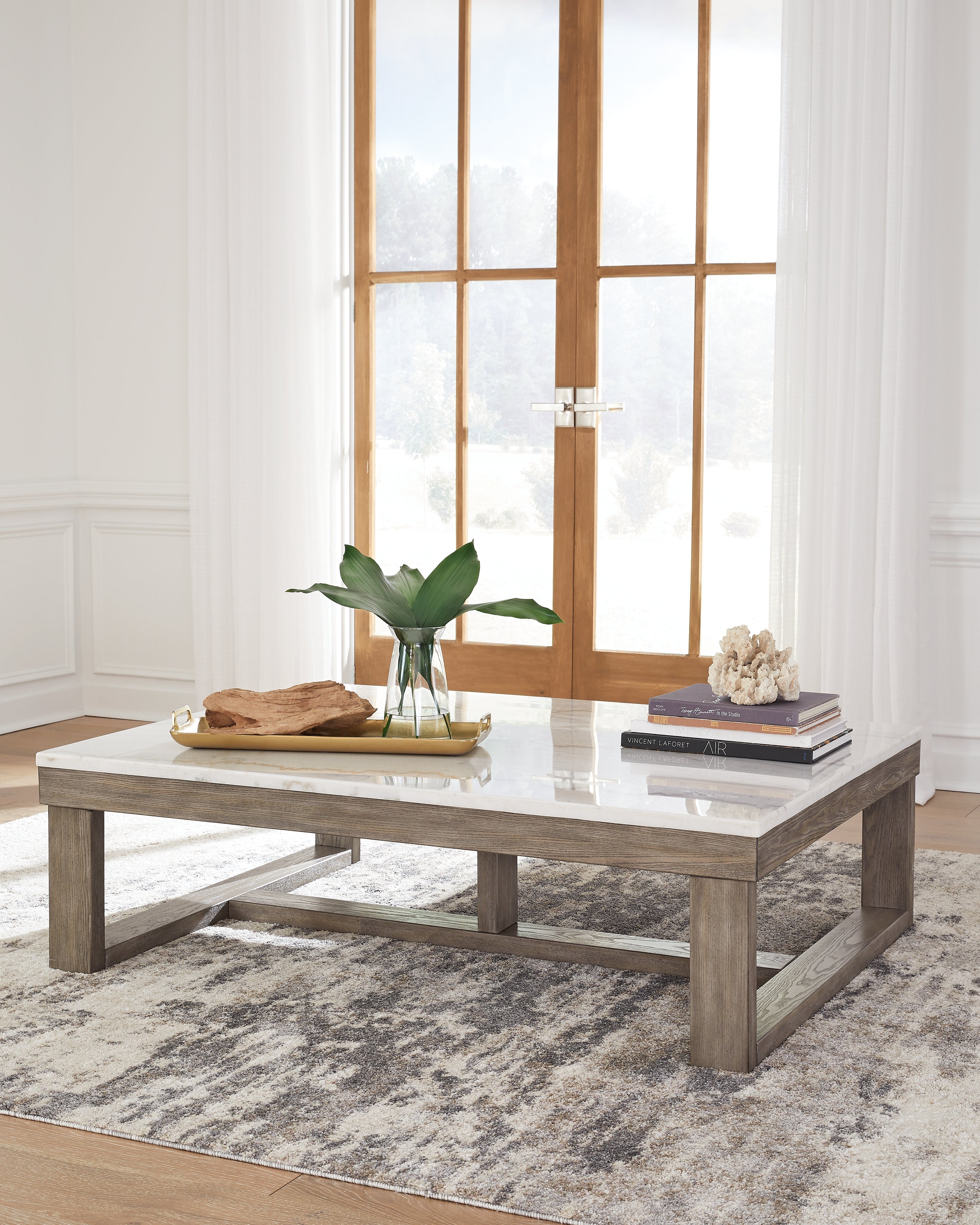 Tampa Furniture Outlet Lutz - Ashley Furniture - Loyaska Coffee Table - Rectangular Cocktail Table / Brown/Ivory - T789-1