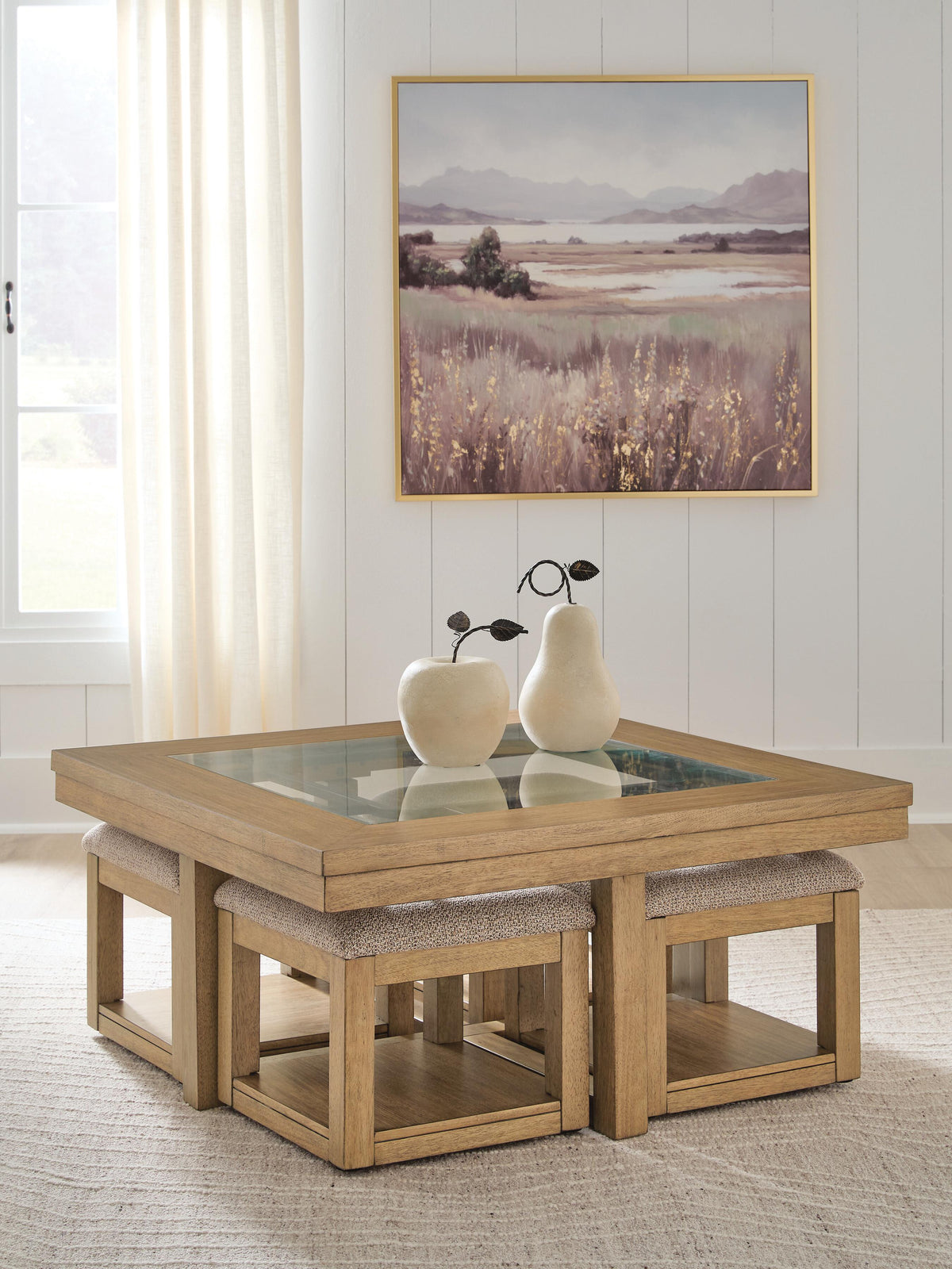 Tampa Furniture Outlet Lutz - Ashley Furniture - Wittenmyer Coffee Table with 4 Stools (Set of 5) - Cocktail TBL w/4 Stools (5/CN) - T794-20