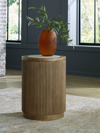 Tampa Furniture Outlet Lutz - Ashley Furniture - Camdill End Table - Round End Table / Light Brown/White - T808-6