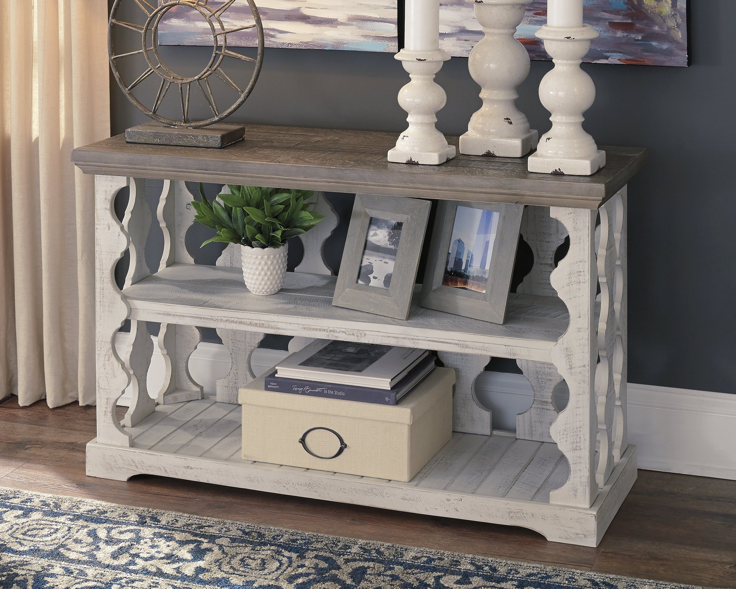 Tampa Furniture Outlet Lutz - Ashley Furniture - Havalance Sofa/Console Table - Console Sofa Table / Gray/White - T814-5