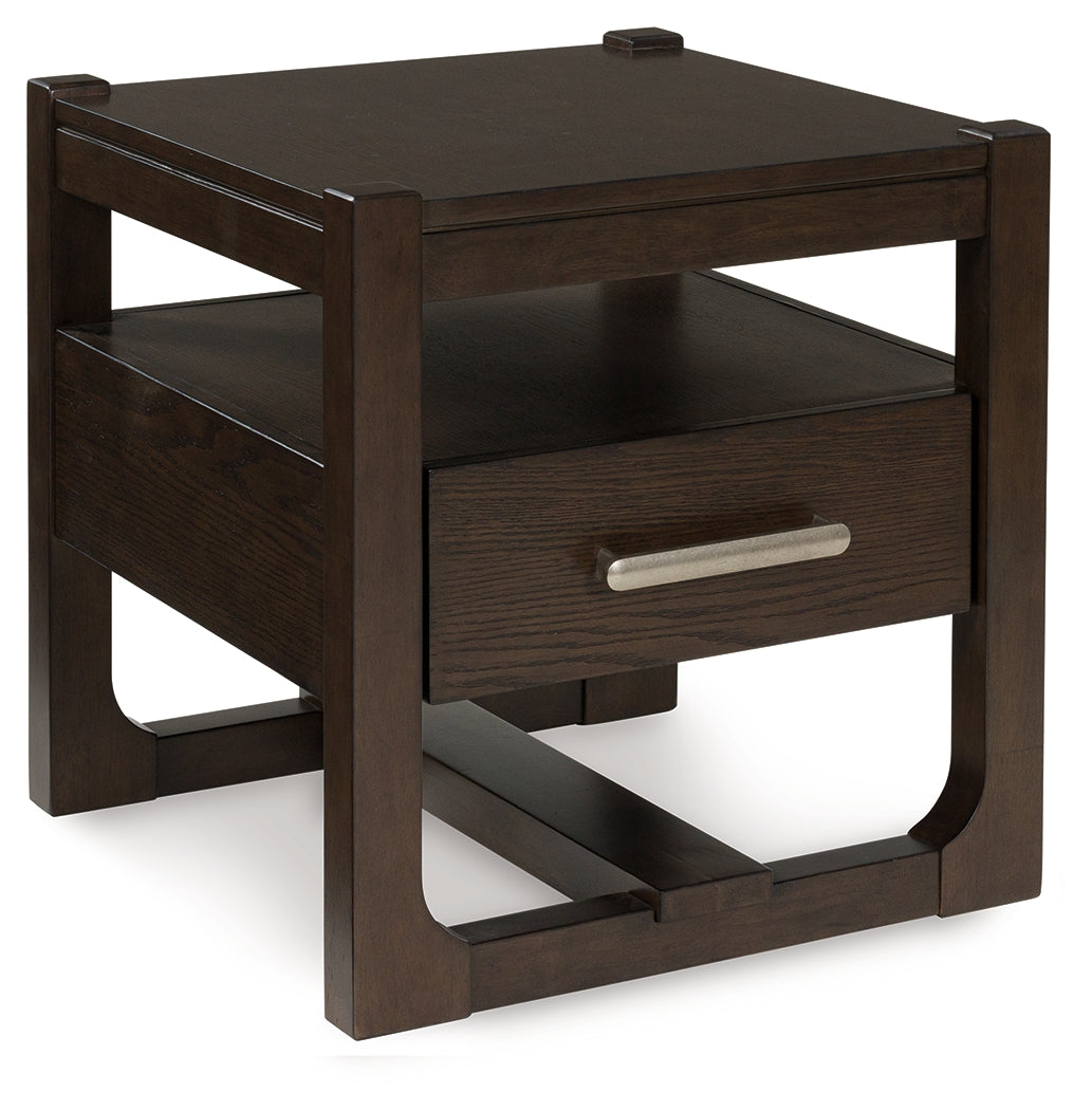 Tampa Furniture Outlet Lutz - Ashley Furniture - Breckington End Table - Square End Table / Dark Brown - T856-2