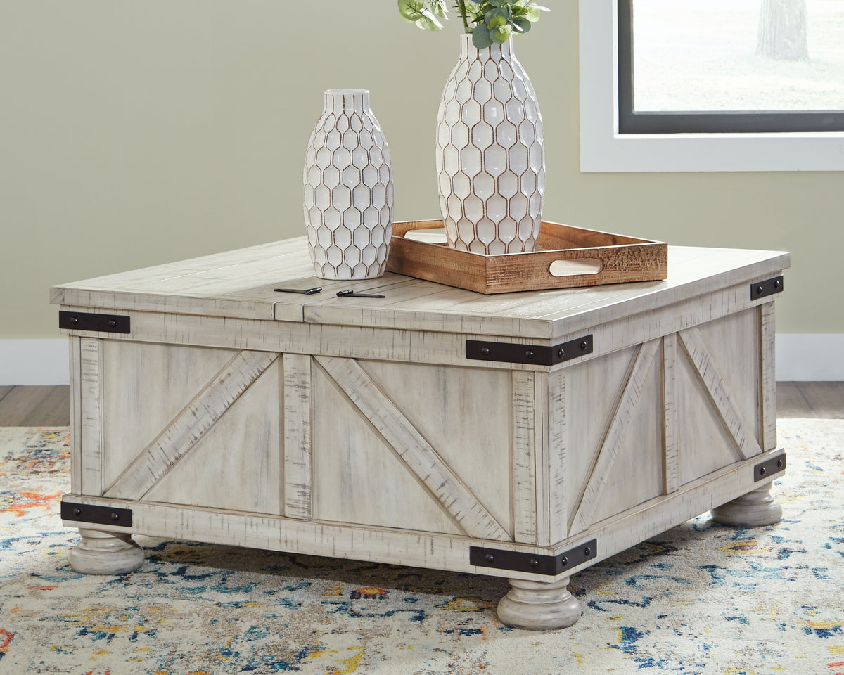 Tampa Furniture Outlet Lutz - Ashley Furniture - Carynhurst Coffee Table - Cocktail Table with Storage / Whitewash - T929-20