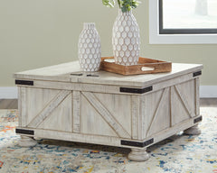 Tampa Furniture Outlet Lutz - Ashley Furniture - Carynhurst Coffee Table - Cocktail Table with Storage / Whitewash - T929-20