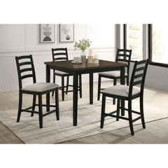 Tulane 5pc Counter Table & 4 Counter Chairs with Beige Fabric in Oak & Black – SKU D-14460-8-5CS | Elements