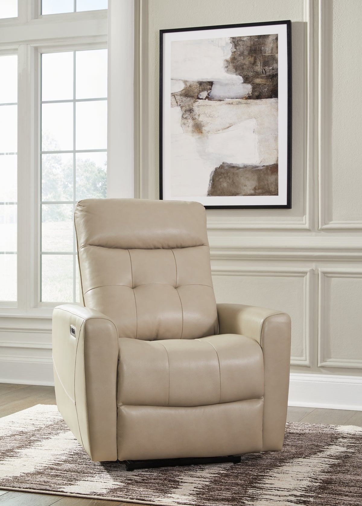 Tampa Furniture Outlet Lutz - Ashley Furniture - Pisgham Living Room - PWR Recliner/ADJ Headrest / Sand - U1050313