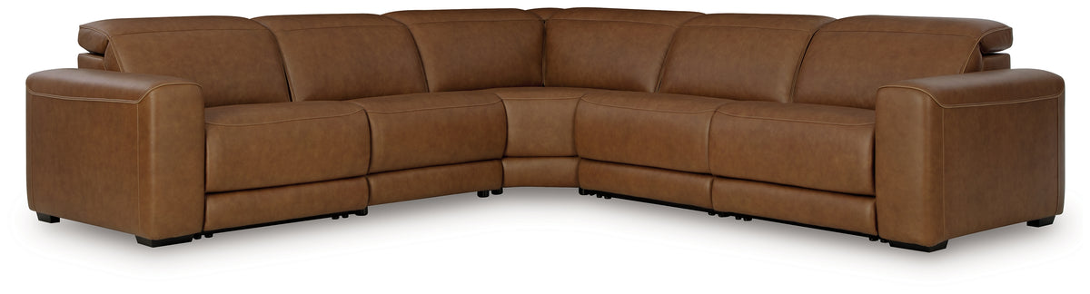 Tampa Furniture Outlet Lutz - Ashley Furniture - Magic Man Sectional - 6-Piece Power Reclining Sectional with Console / Caramel - PCU10700S8