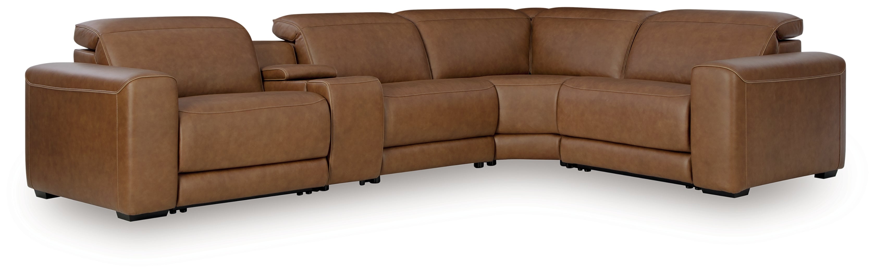 Tampa Furniture Outlet Lutz - Ashley Furniture - Magic Man Sectional - 5-Piece Power Reclining Sectional with Console / Caramel - PCU10700S12