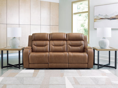 Tampa Furniture Outlet Lutz - Ashley Furniture - Knightington Living Room - PWR REC Sofa w/Audio Seating / Caramel - PCU1160015A