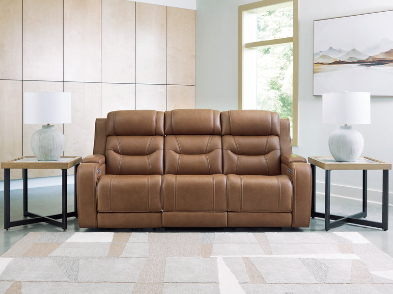 Tampa Furniture Outlet Lutz - Ashley Furniture - Knightington Living Room - PWR REC Sofa w/Audio Seating / Caramel - PCU1160015A