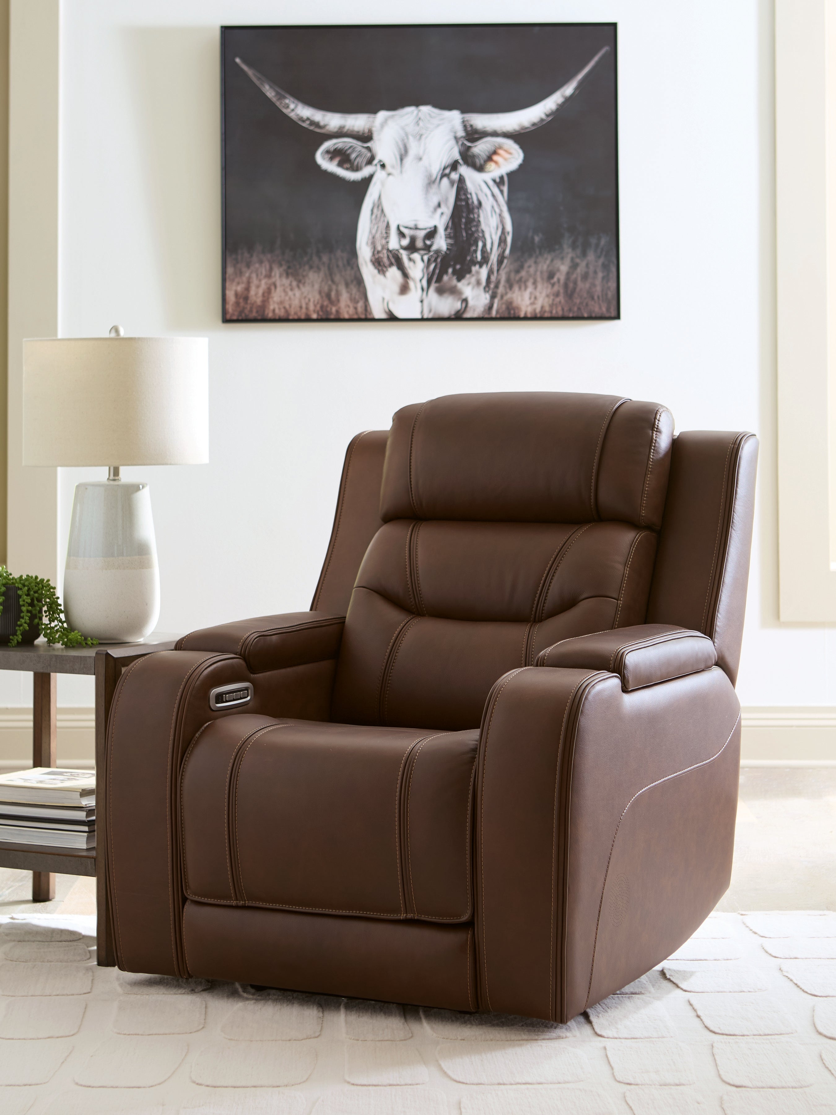 Tampa Furniture Outlet Lutz - Ashley Furniture - Knightington Living Room - Power Recliner w/Audio Seating / Brown - PCU1160213A