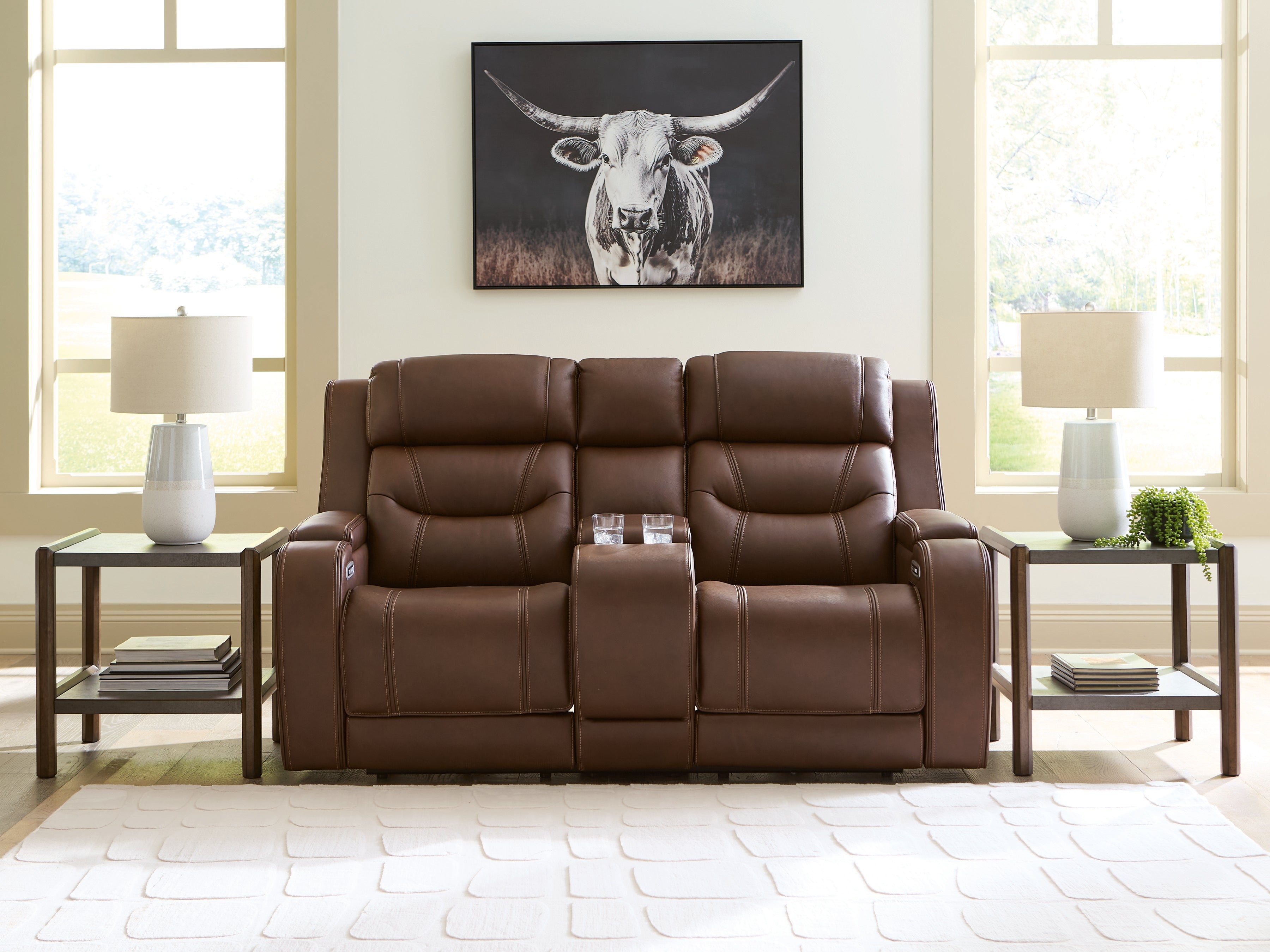 Tampa Furniture Outlet Lutz - Ashley Furniture - Knightington Living Room - PWR REC Love w/Audio Seating / Brown - PCU1160218A