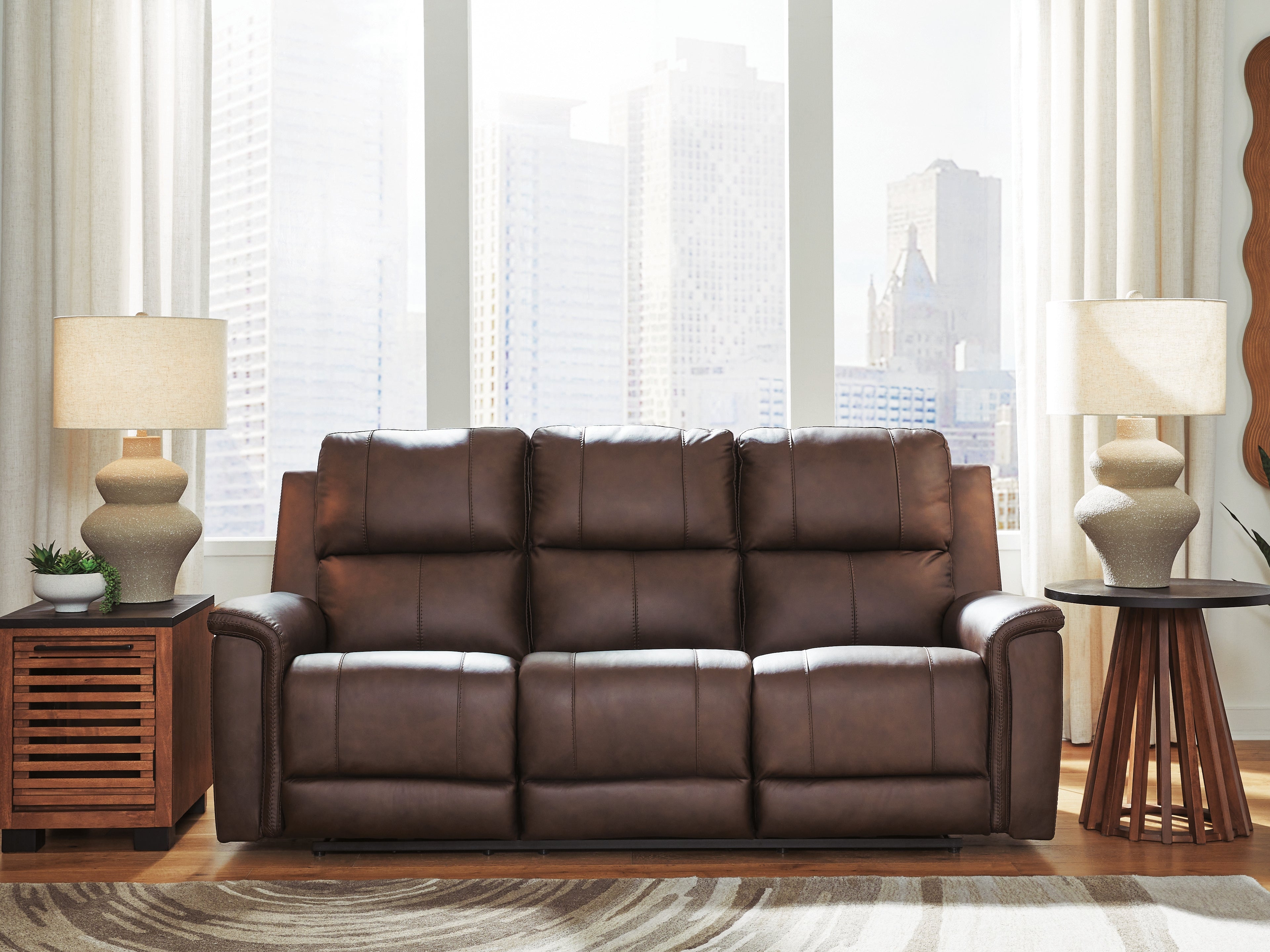 Tampa Furniture Outlet Lutz - Ashley Furniture - Bleckley Living Room - PWR REC Sofa with ADJ Headrest / Espresso - PCU1200115