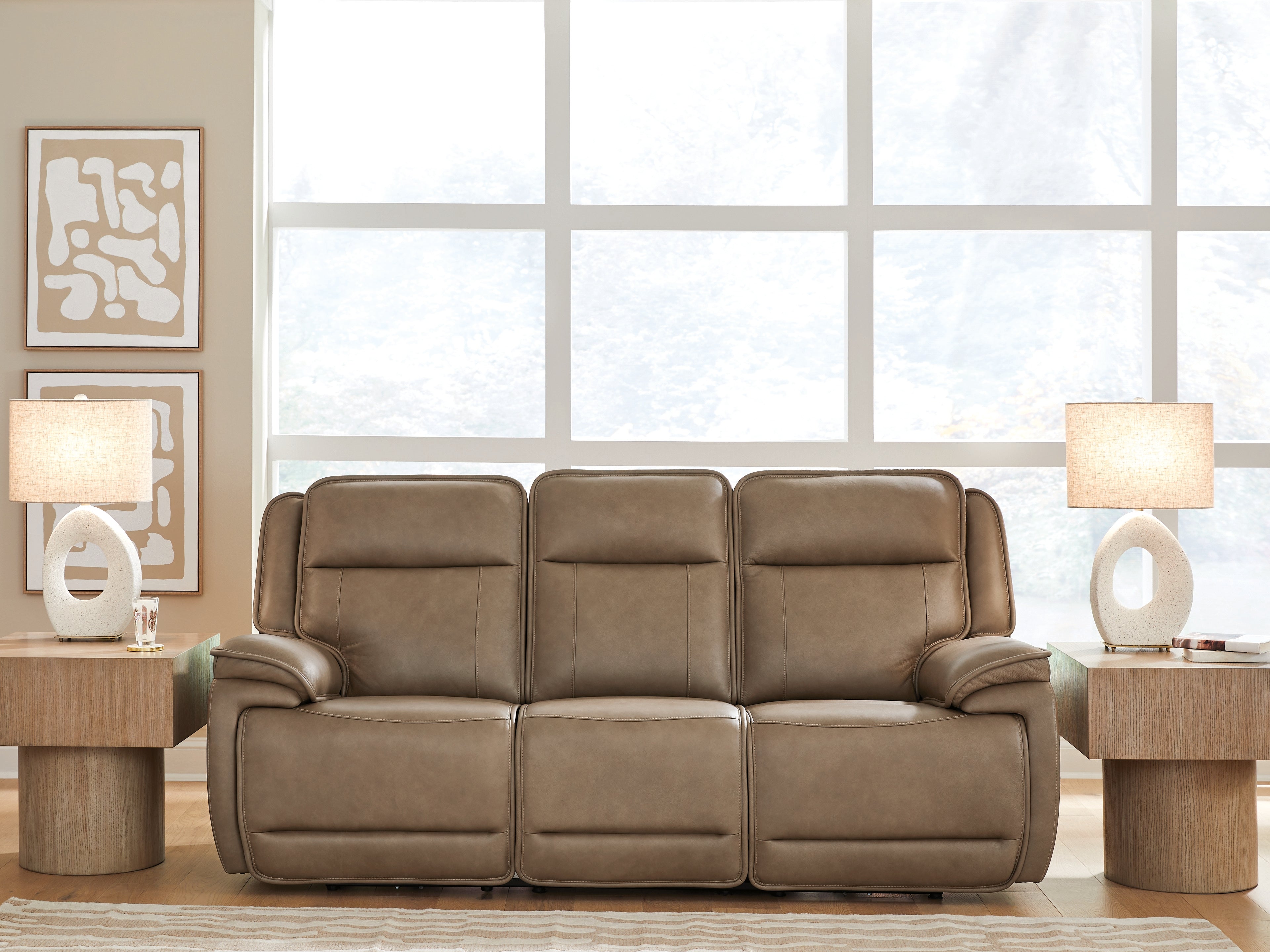 Tampa Furniture Outlet Lutz - Ashley Furniture - Glencroft Living Room - PWR REC Sofa with ADJ Headrest / Sahara - PCU1240015