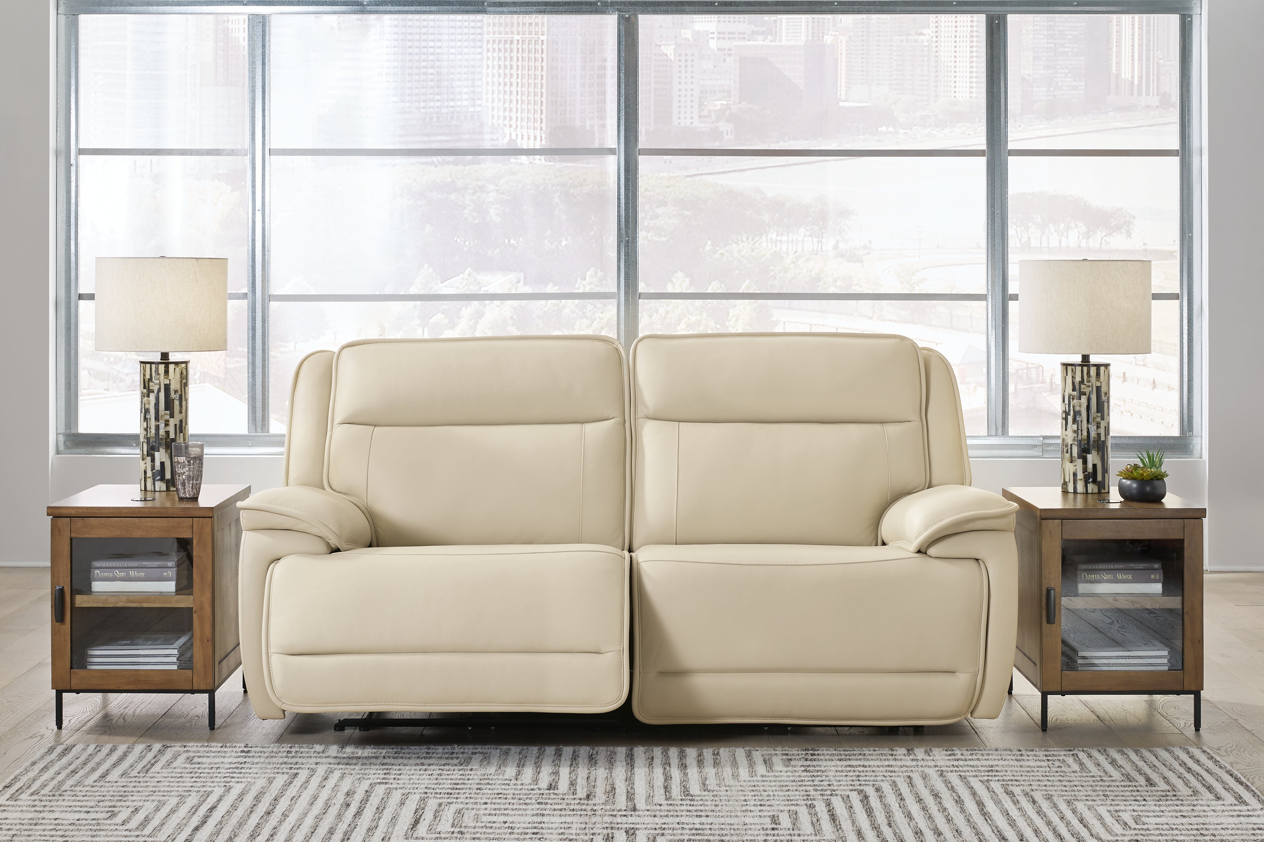 Tampa Furniture Outlet Lutz - Ashley Furniture - Double Deal Sectional - 2-Piece Power Reclining Loveseat Sectional / Almond - U13001S3