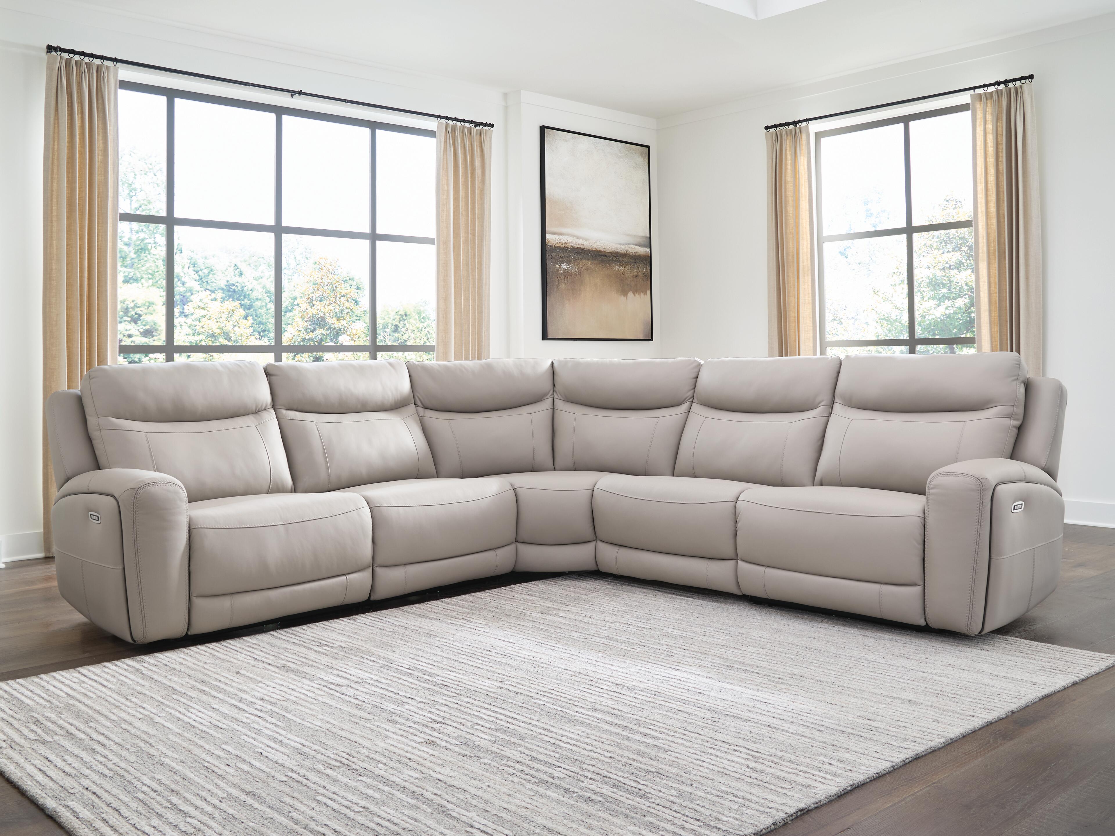 Tampa Furniture Outlet Lutz - Ashley Furniture - Gravier Sectional - 5-Piece Power Reclining Sectional / Gray - U13300S4