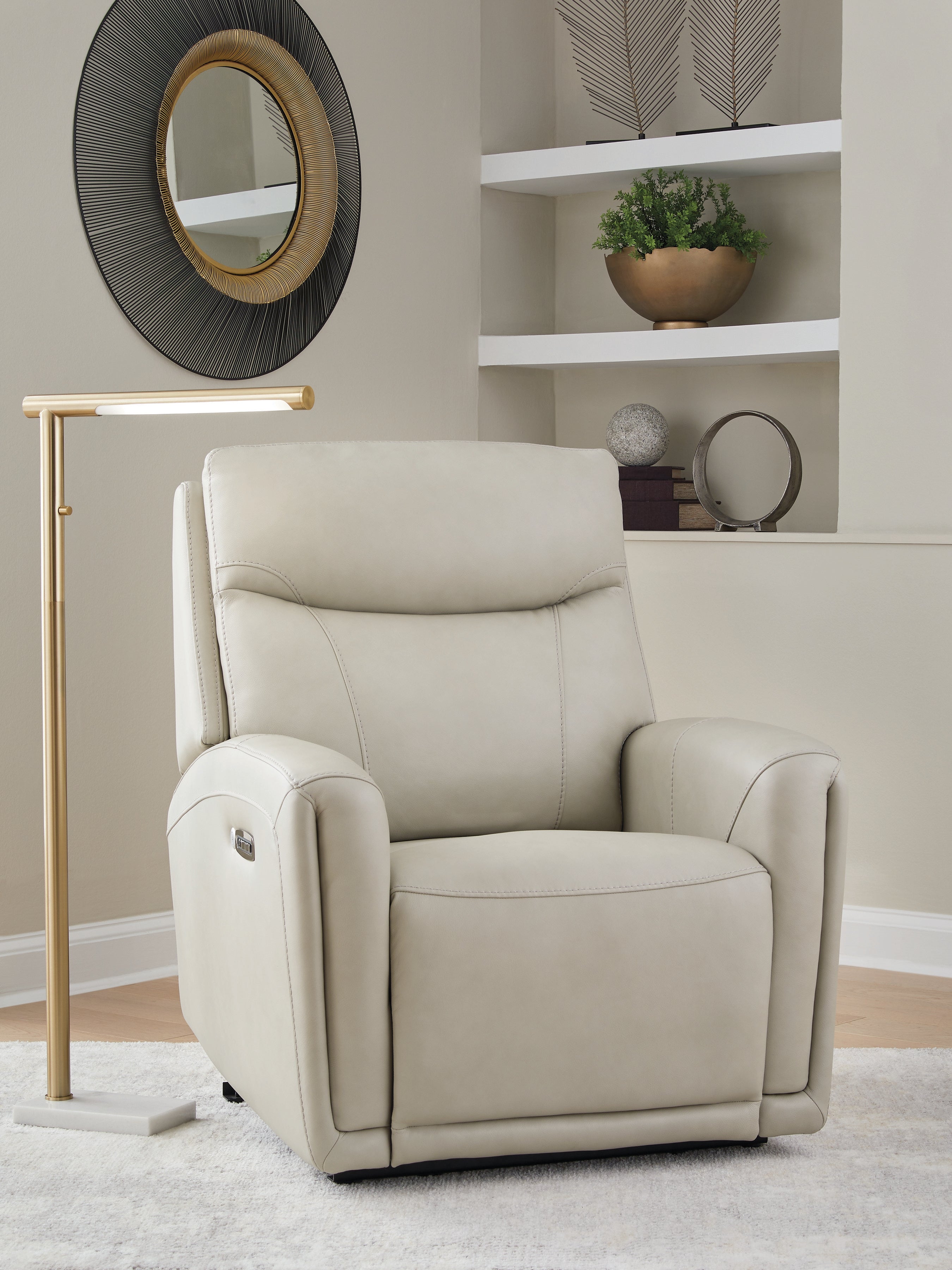 Tampa Furniture Outlet Lutz - Ashley Furniture - Pincara Living Room - PWR AutoGlide REC/ADJ Headrest / Bone - PCU1380042