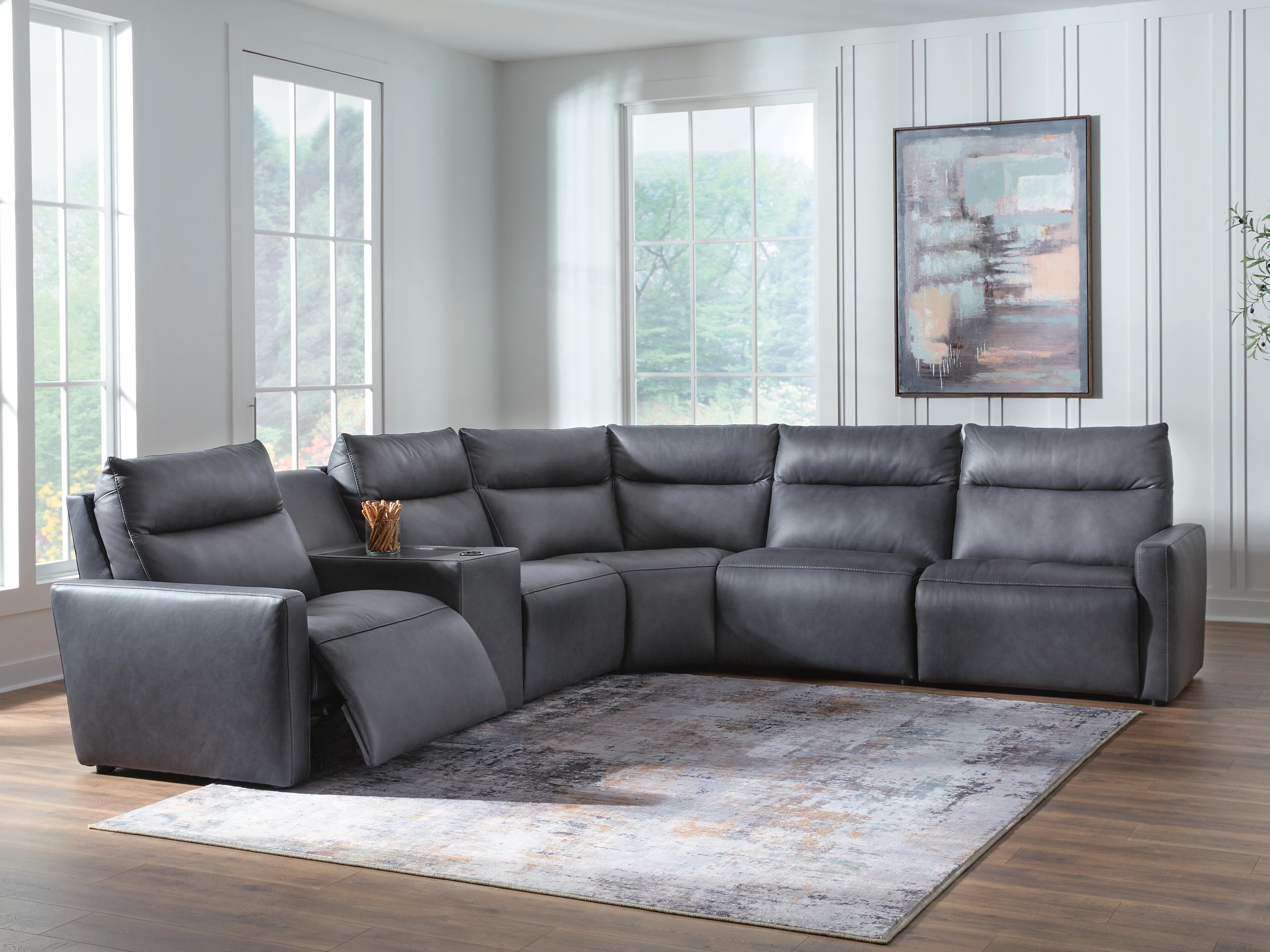 Tampa Furniture Outlet Lutz - Ashley Furniture - ModZ Sectional - 6-Piece Power Reclining Sectional with Audio Console / Blue - U14001S9
