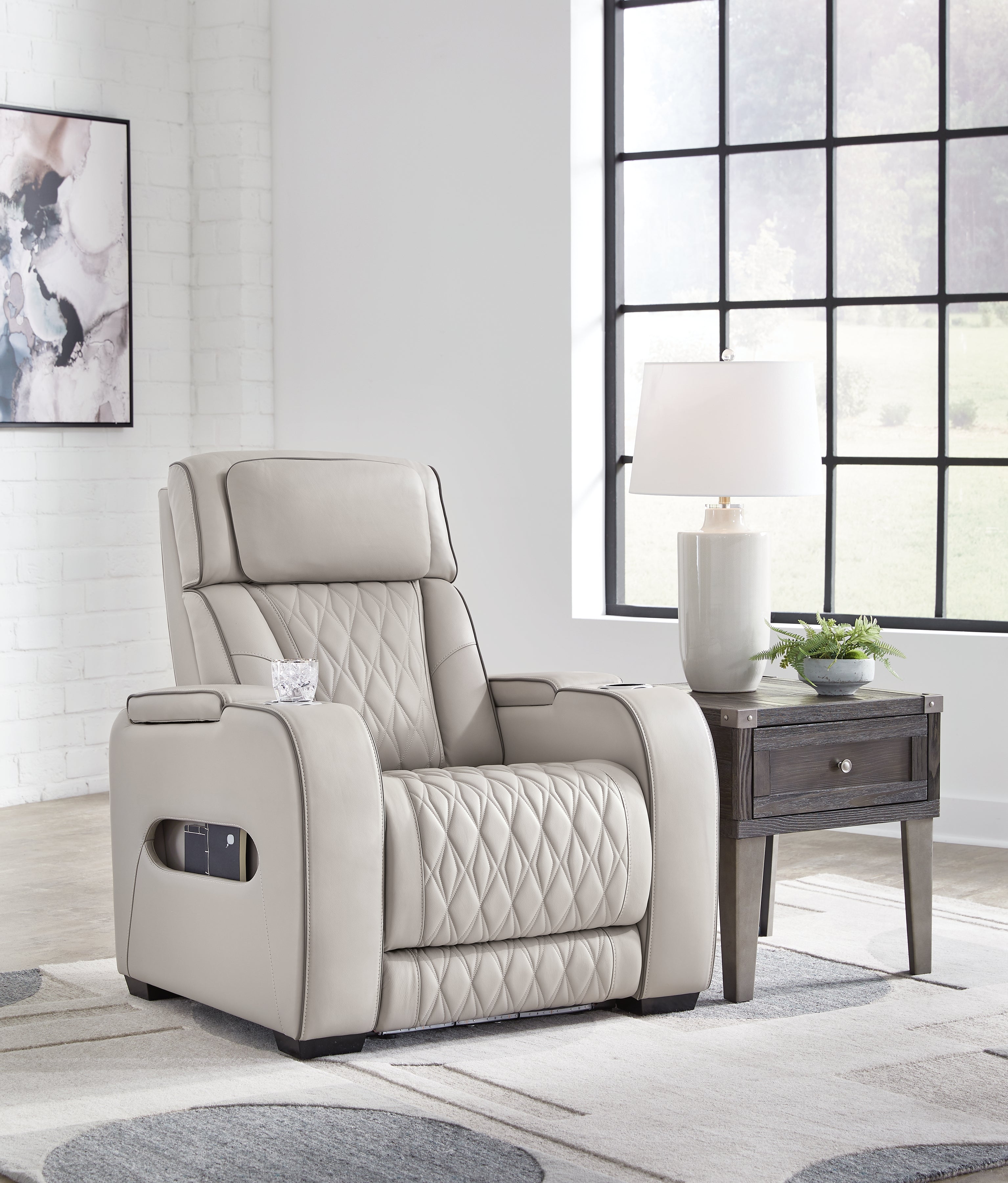 Tampa Furniture Outlet Lutz - Ashley Furniture - Boyington Living Room - PWR Recliner/ADJ Headrest / Gray - U2710513