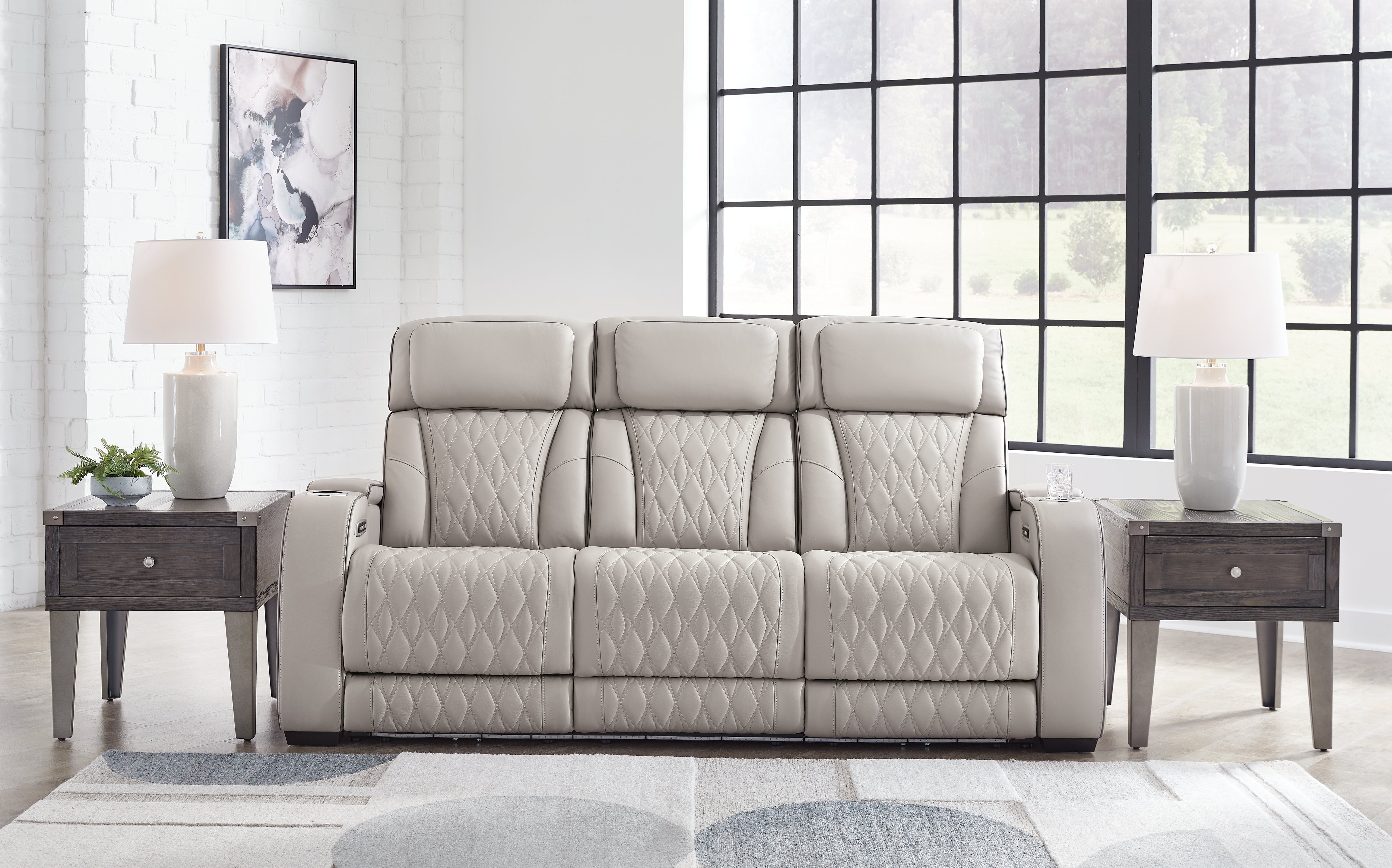 Tampa Furniture Outlet Lutz - Ashley Furniture - Boyington Living Room - PWR REC Sofa with ADJ Headrest / Gray - U2710515