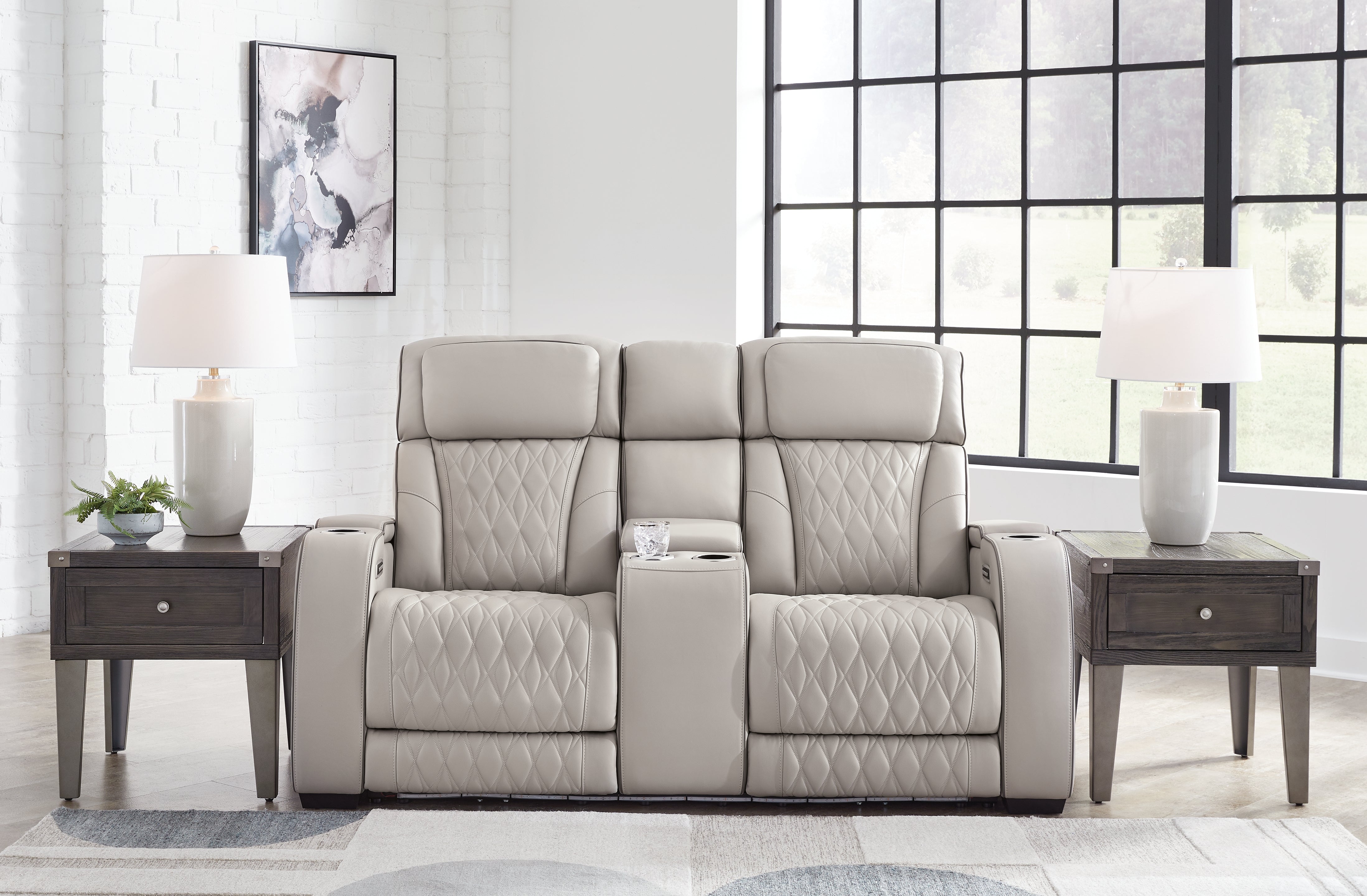 Tampa Furniture Outlet Lutz - Ashley Furniture - Boyington Living Room - PWR REC Loveseat/CON/ADJ HDRST / Gray - U2710518