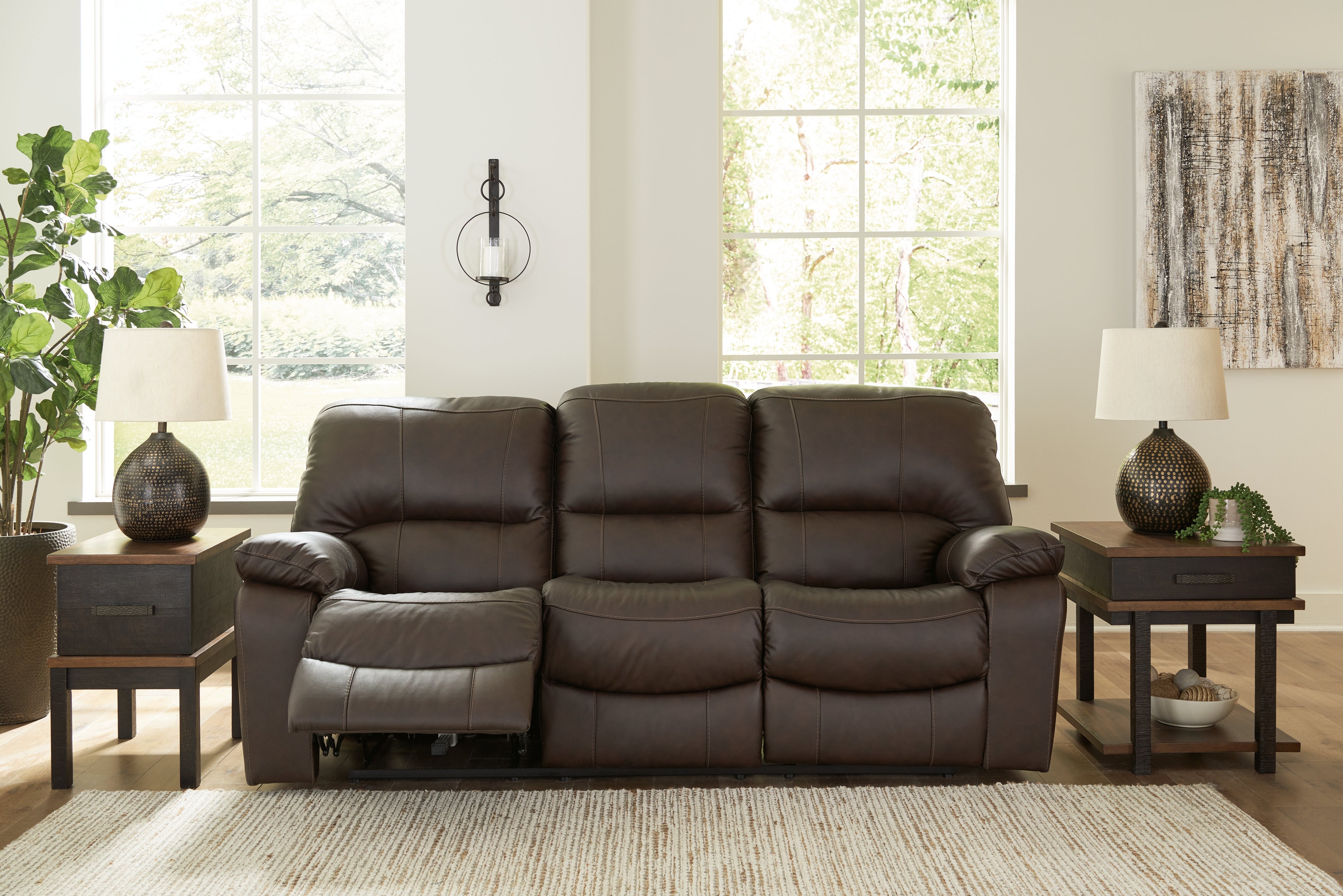 Tampa Furniture Outlet Lutz - Ashley Furniture - Leesworth Living Room - Reclining Power Sofa / Dark Brown - U4380887