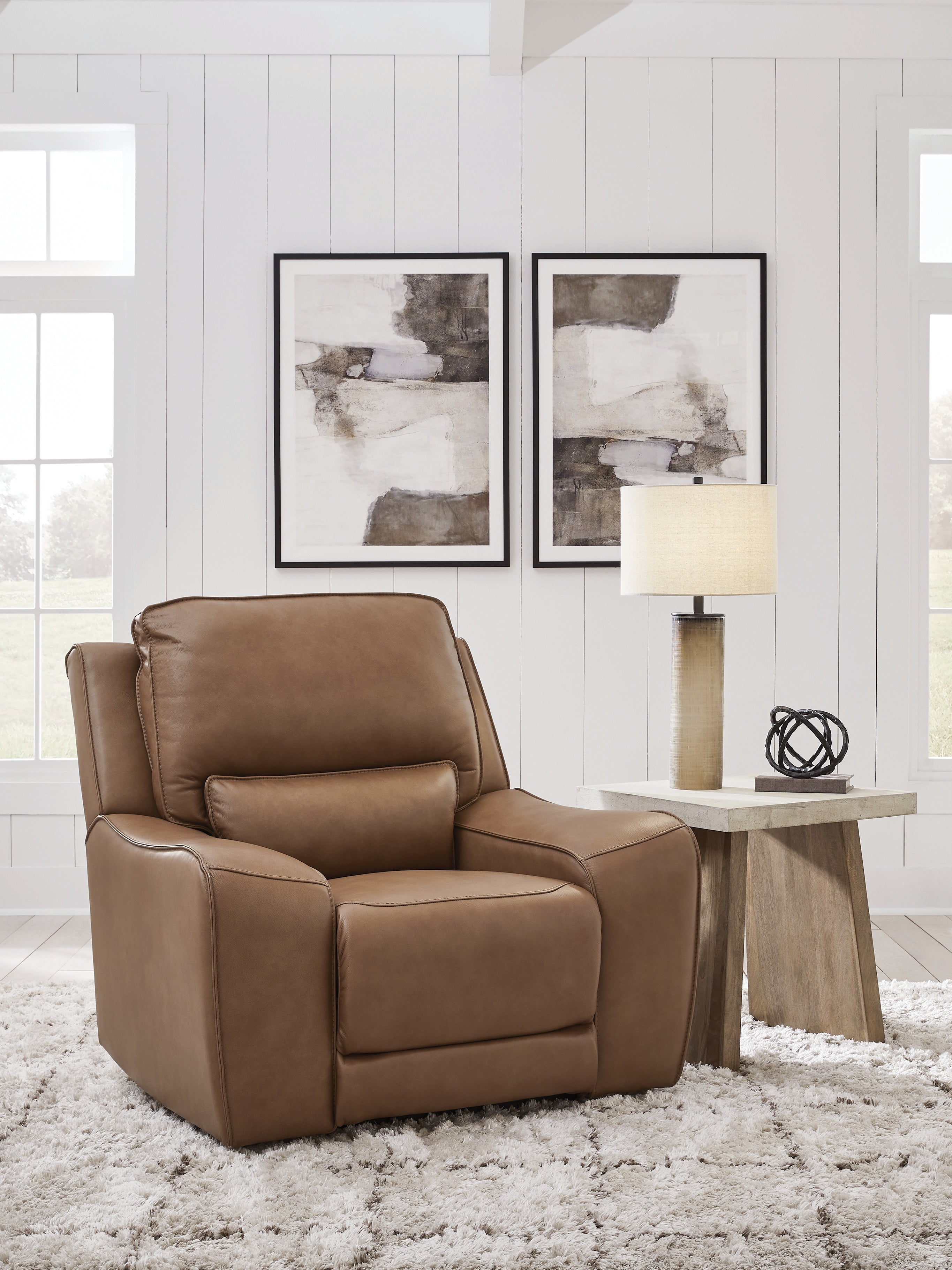 Tampa Furniture Outlet Lutz - Ashley Furniture - DeepWakes Living Room - PWR Recliner/ADJ Headrest / Caramel - PCU6260613