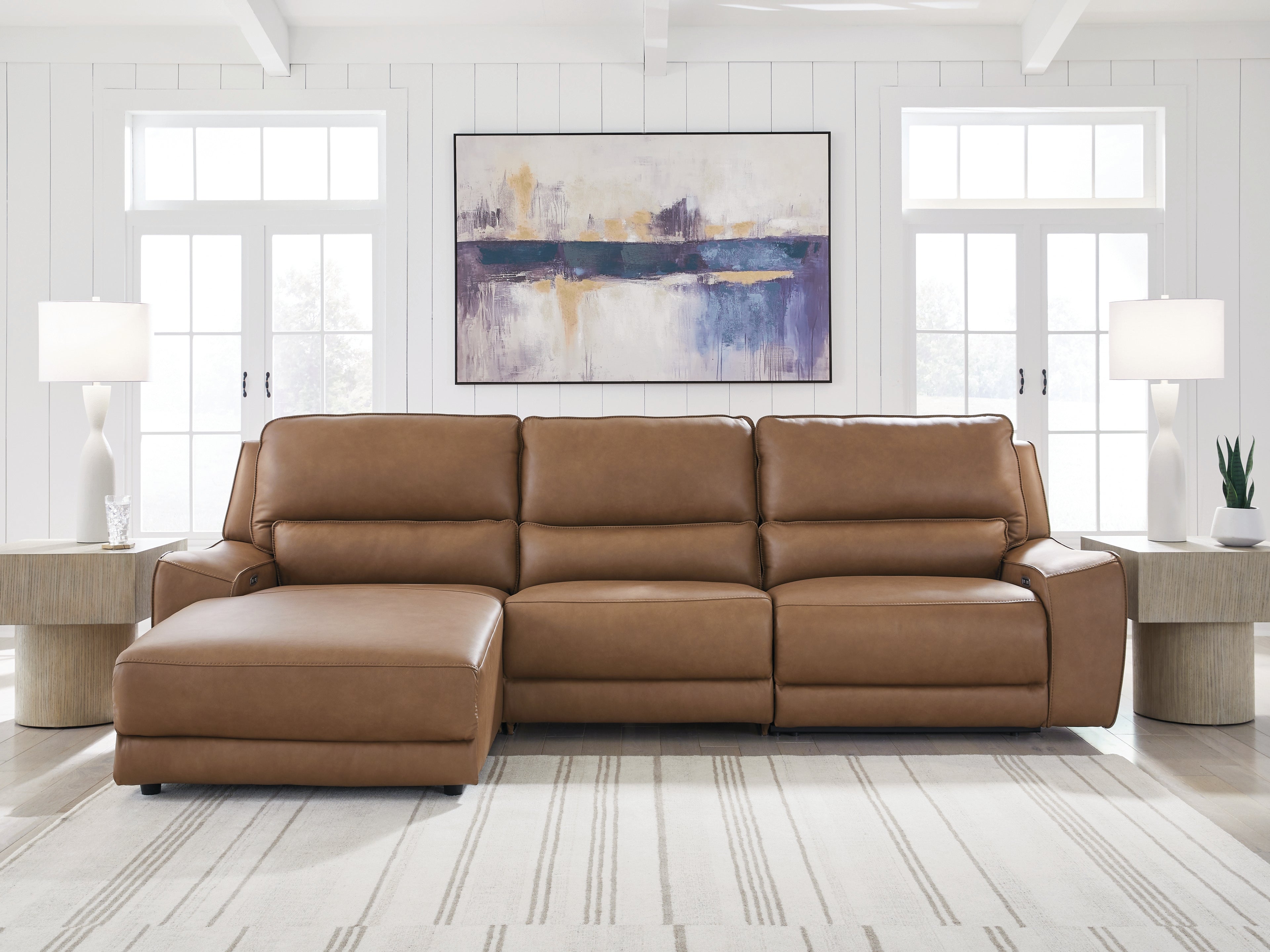 Tampa Furniture Outlet Lutz - Ashley Furniture - DeepWakes Sectional - 3-Piece Reclining Sofa Chaise / Caramel - PCU62606S23