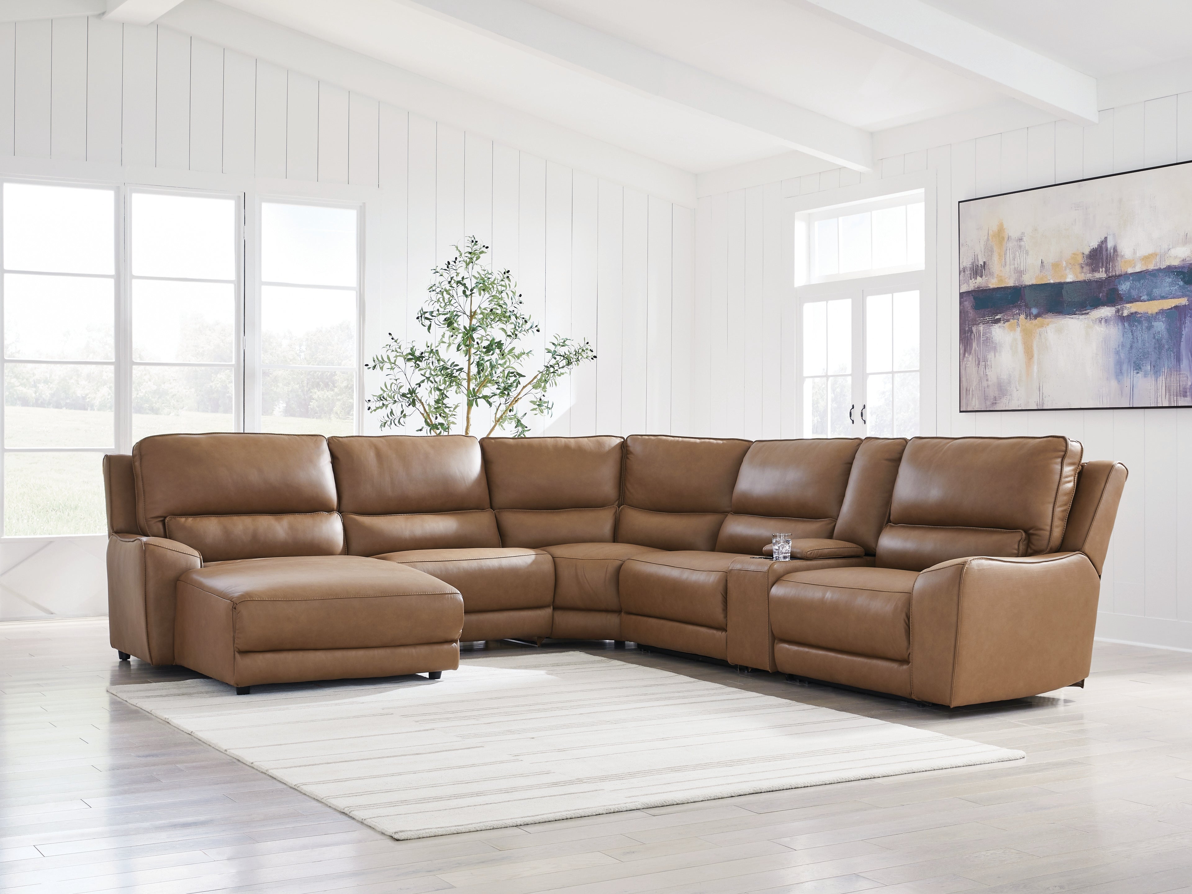 Tampa Furniture Outlet Lutz - Ashley Furniture - DeepWakes Sectional - 6-Piece Power Reclining Sectional with Chaise / Caramel - PCU62606S19