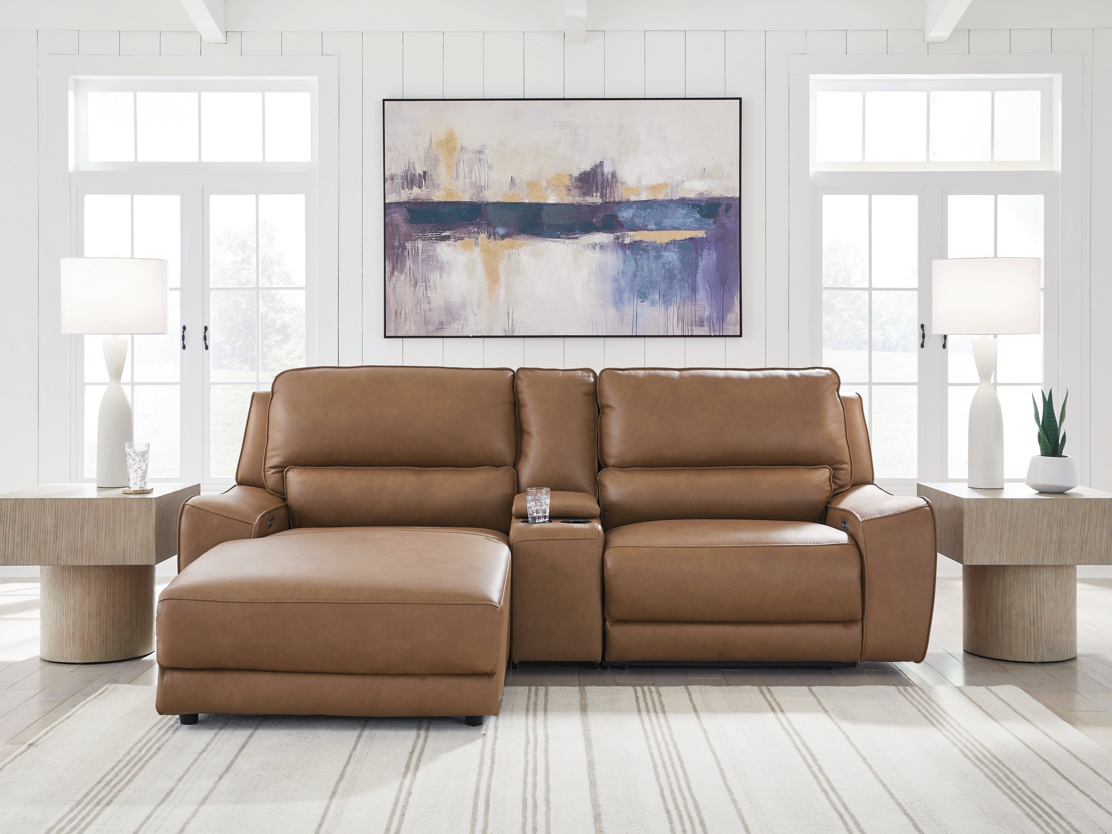 Tampa Furniture Outlet Lutz - Ashley Furniture - DeepWakes Sectional - 3-Piece Power Reclining Sectional with Chaise / Caramel - PCU62606S17