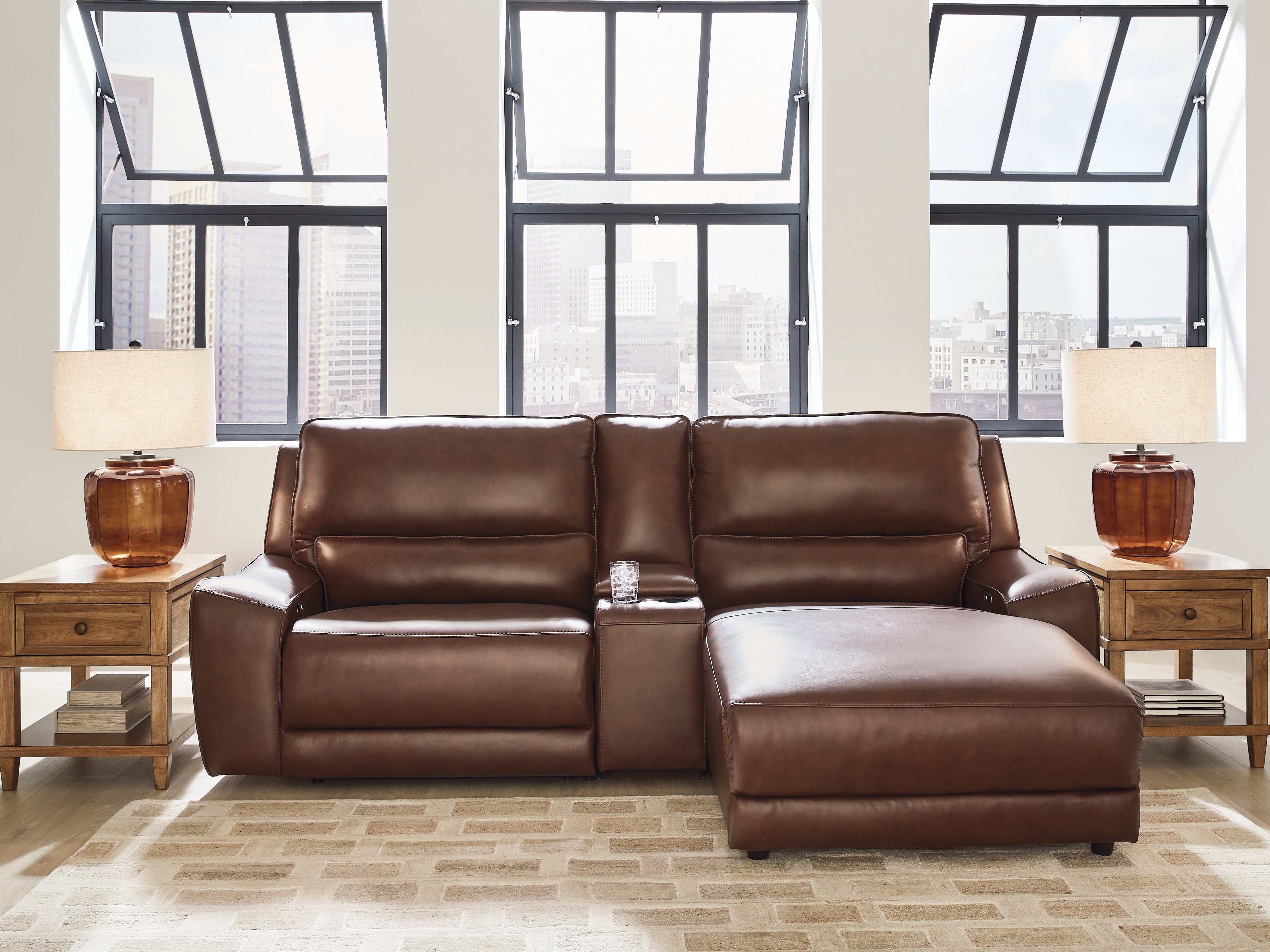Tampa Furniture Outlet Lutz - Ashley Furniture - DeepWakes Sectional - 3-Piece Power Reclining Sectional with Chaise / Canyon - PCU62607S4