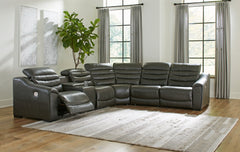 Tampa Furniture Outlet Lutz - Ashley Furniture - Center Line Sectional - 6-Piece Power Reclining Sectional / Dark Gray - U63404S4
