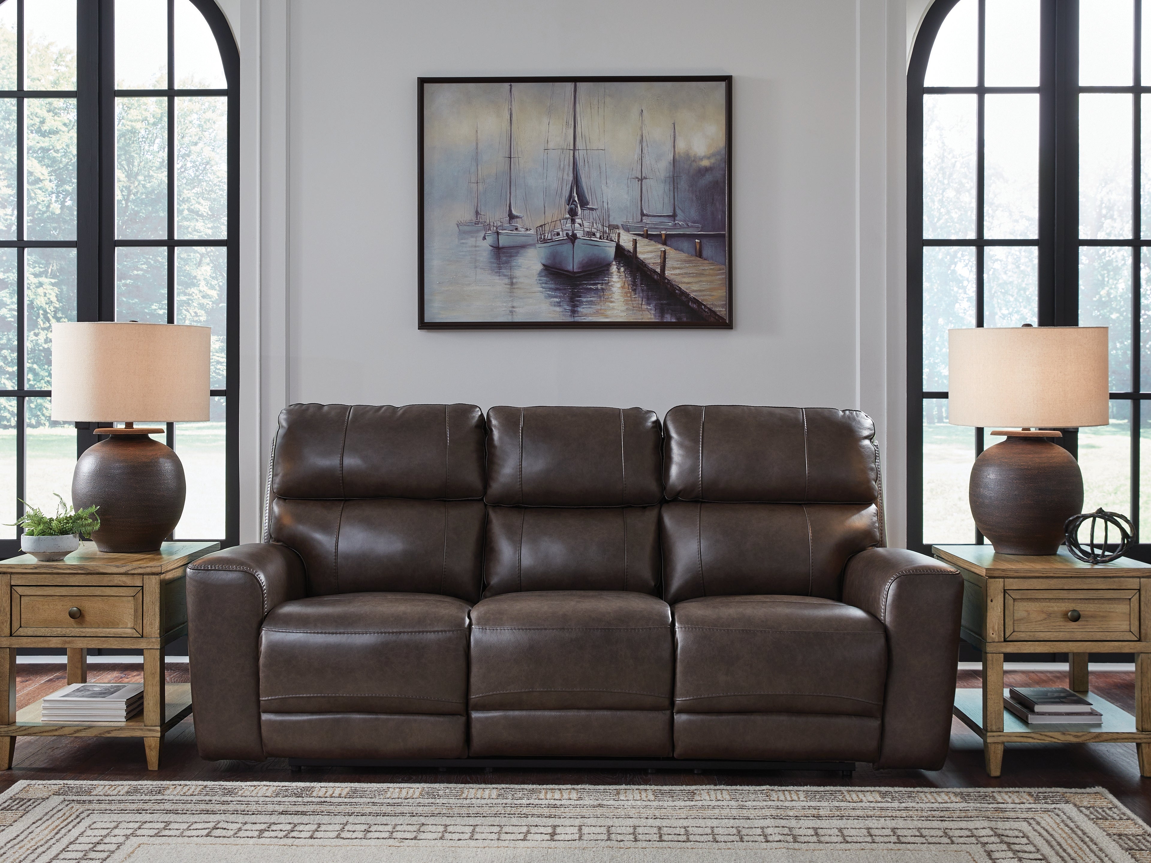 Tampa Furniture Outlet Lutz - Ashley Furniture - Crossplex Living Room - PWR REC Sofa with ADJ Headrest / Smoke - PCU6450615