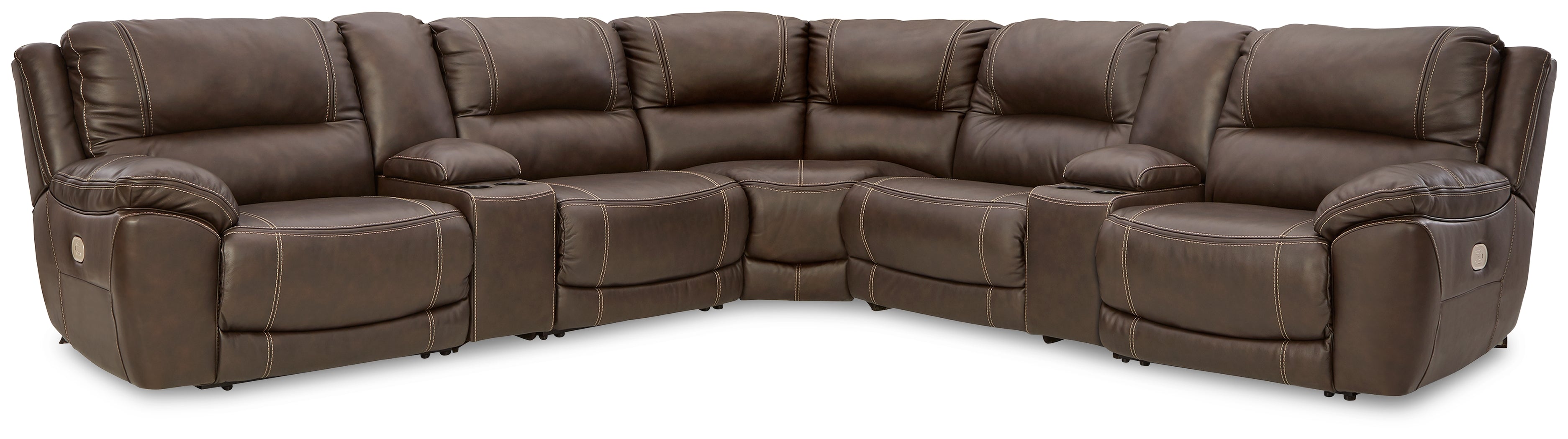 Tampa Furniture Outlet Lutz - Ashley Furniture - Dunleith Sectional - 7-Piece Power Reclining Sectional / Chocolate - U71604S7