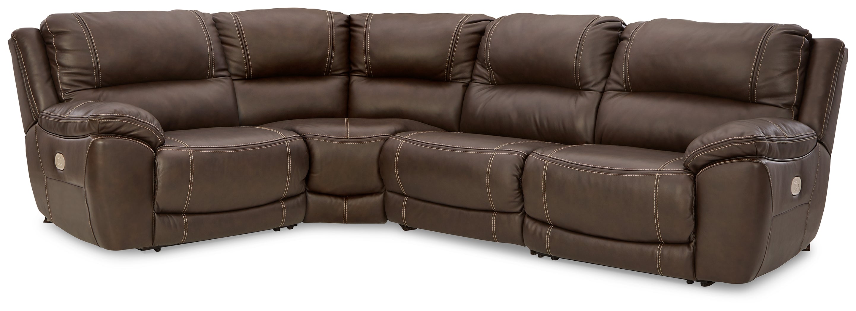 Tampa Furniture Outlet Lutz - Ashley Furniture - Dunleith Sectional - 4-Piece Power Reclining Sectional / Chocolate - U71604S6