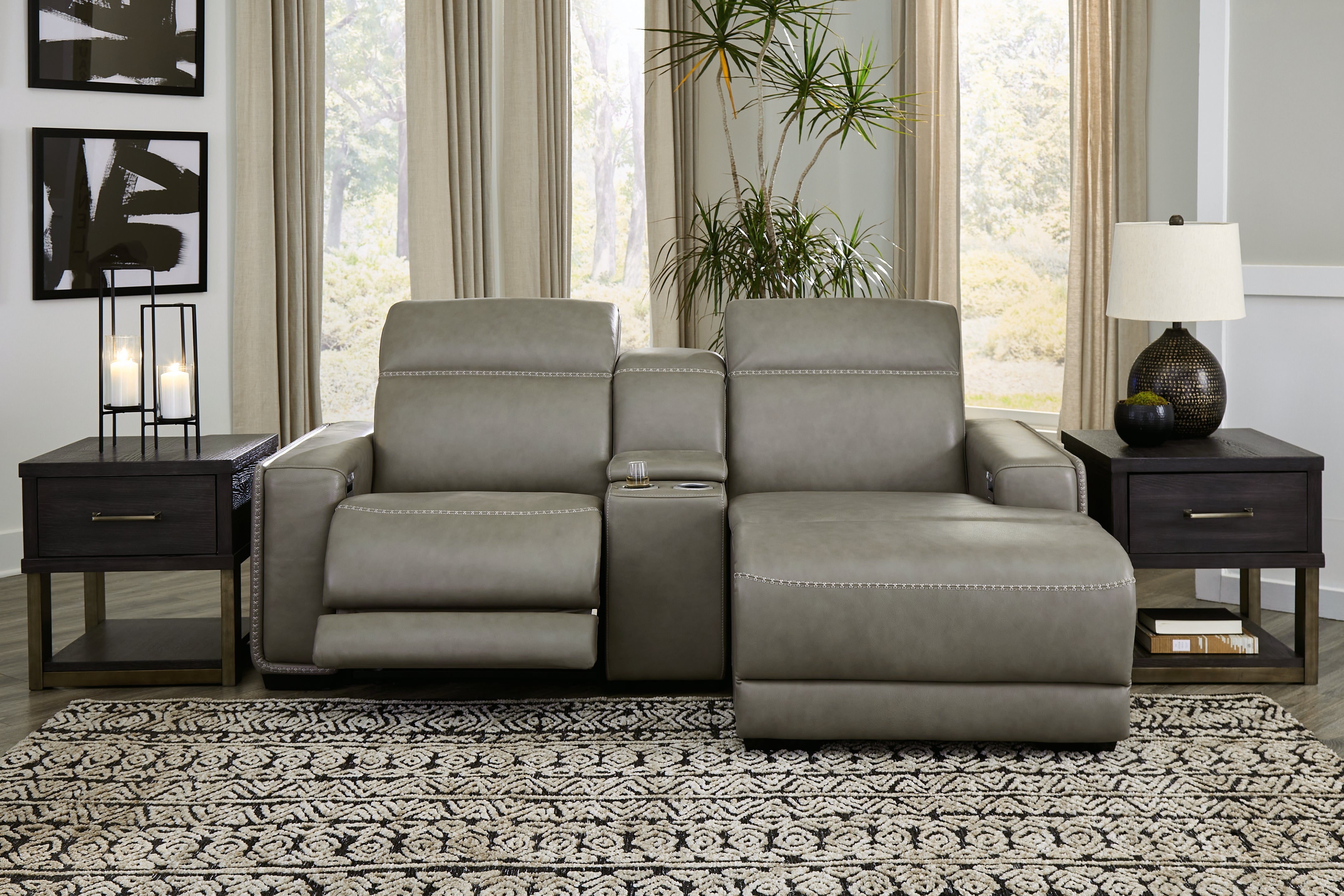 Tampa Furniture Outlet Lutz - Ashley Furniture - Correze Sectional - 3-Piece Power Reclining Sectional with Chaise / Gray - U94202S11
