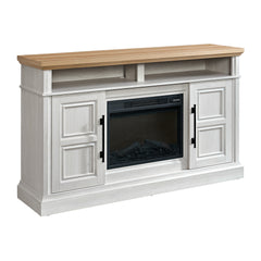 Villa Console with 23" Fireplace Insert in White & Natural
