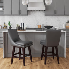 Villanova Swivel Counter Stool with Pewter PU in Espresso (2 Per Carton) – SKU D-13220-5-CST | Elements
