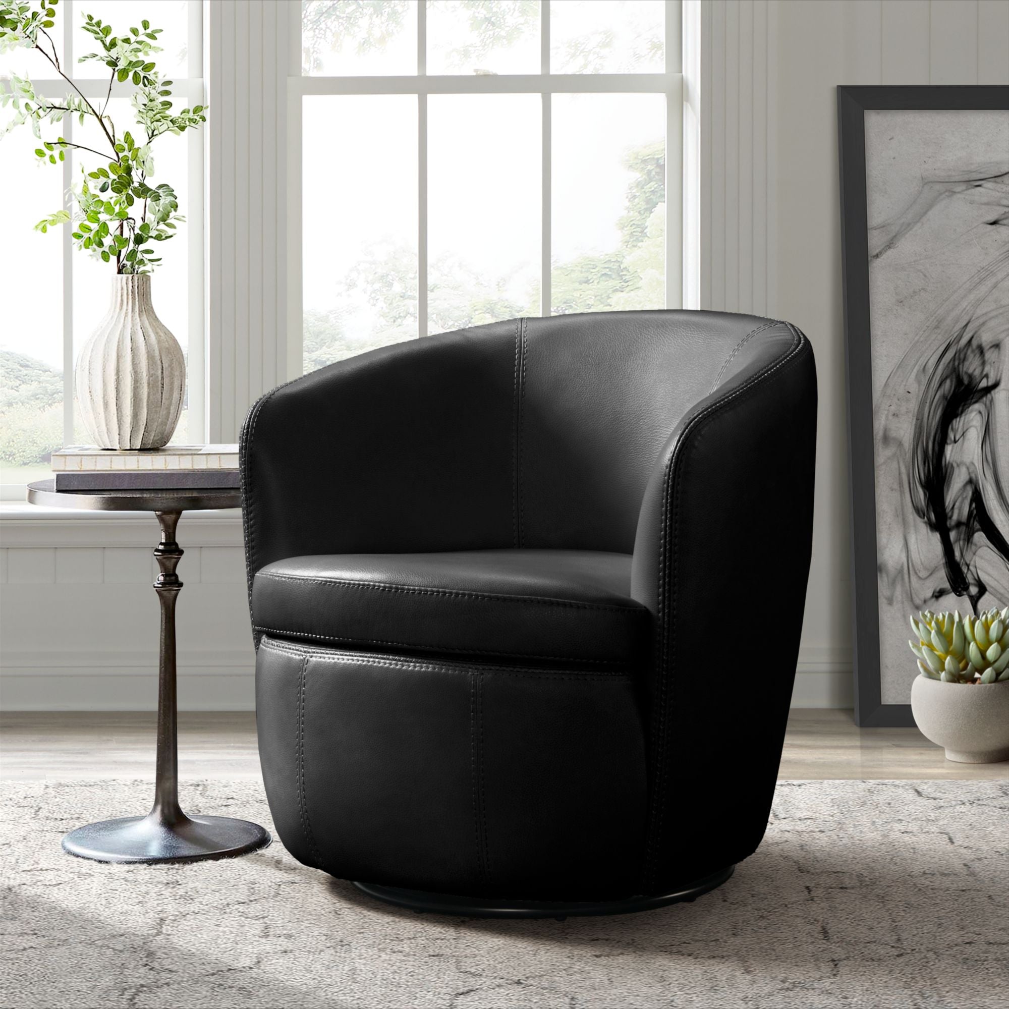 Vito Swivel Chair in Pebble Black – SKU U-5470-8206-101 | Elements