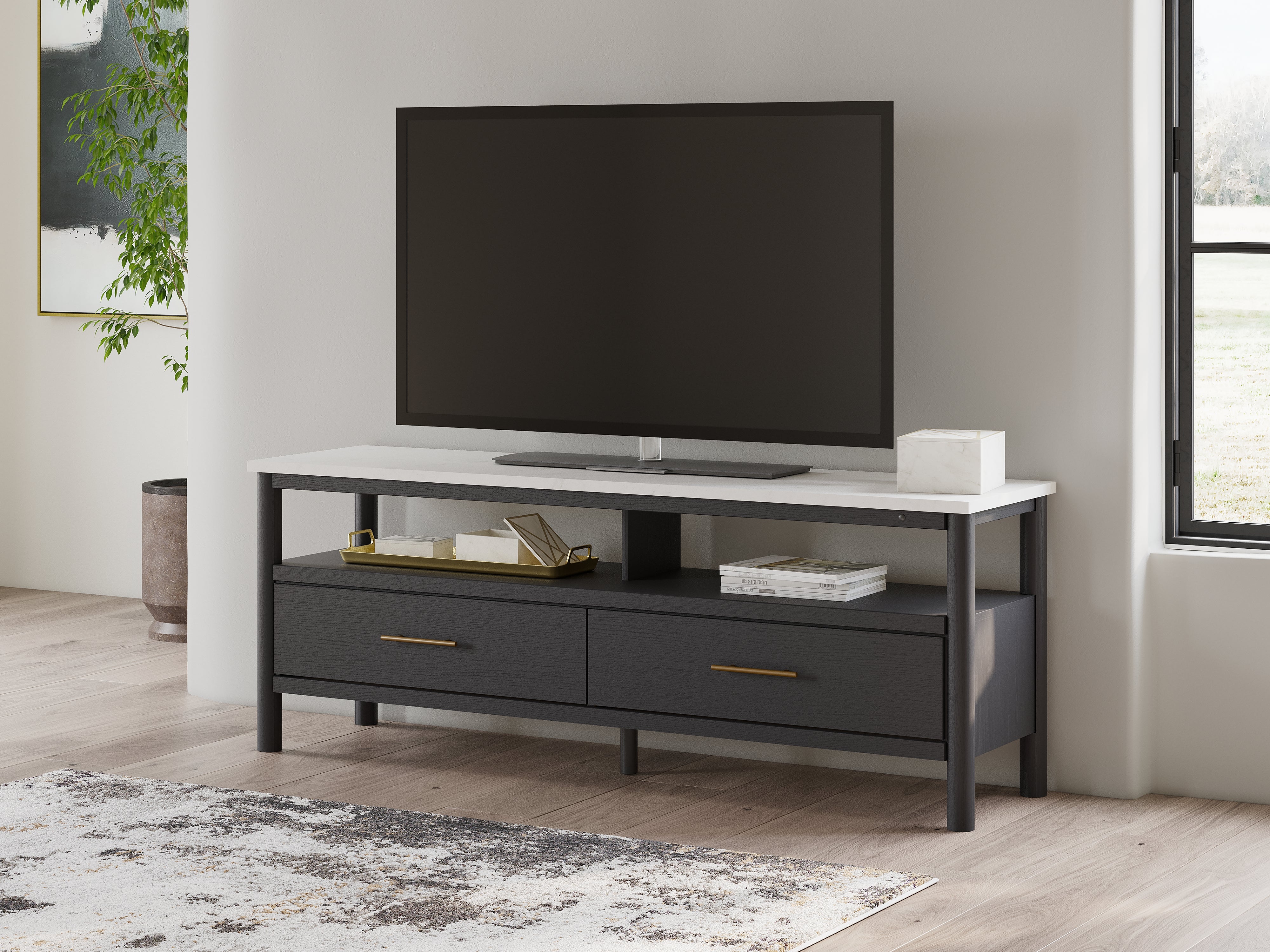 Tampa Furniture Outlet Lutz - Ashley Furniture - Cadmori TV Stand - 72" / Black/White - W2616-68