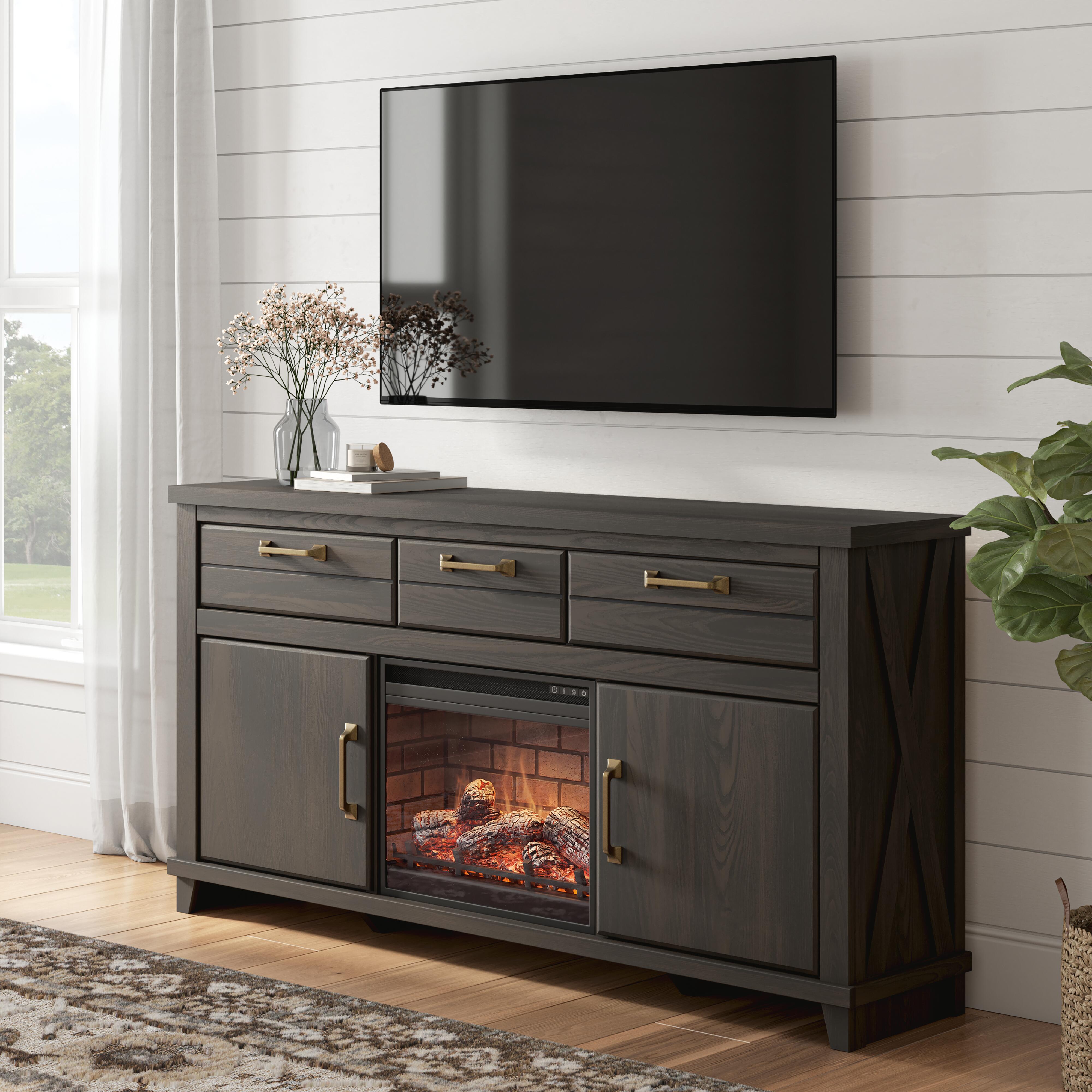 Tampa Furniture Outlet Lutz - Ashley Furniture - Brazen Valley 71" TV Stand with Electric Fireplace - 71" TV Stand with Electric Fireplace - W2648W2