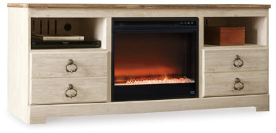 Tampa Furniture Outlet Lutz - Ashley Furniture - Willowton 64" TV Stand with Electric Fireplace - 64" TV Stand with Electric Fireplace / Whitewash - W267W10
