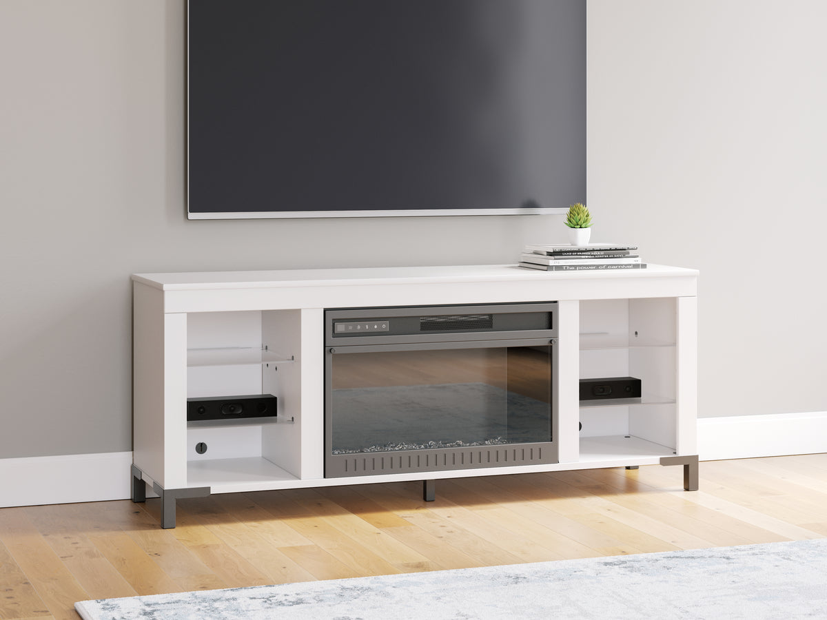 Tampa Furniture Outlet Lutz - Ashley Furniture - Brollevi TV Stand - 60" with Electric Fireplace / White - W2722-168