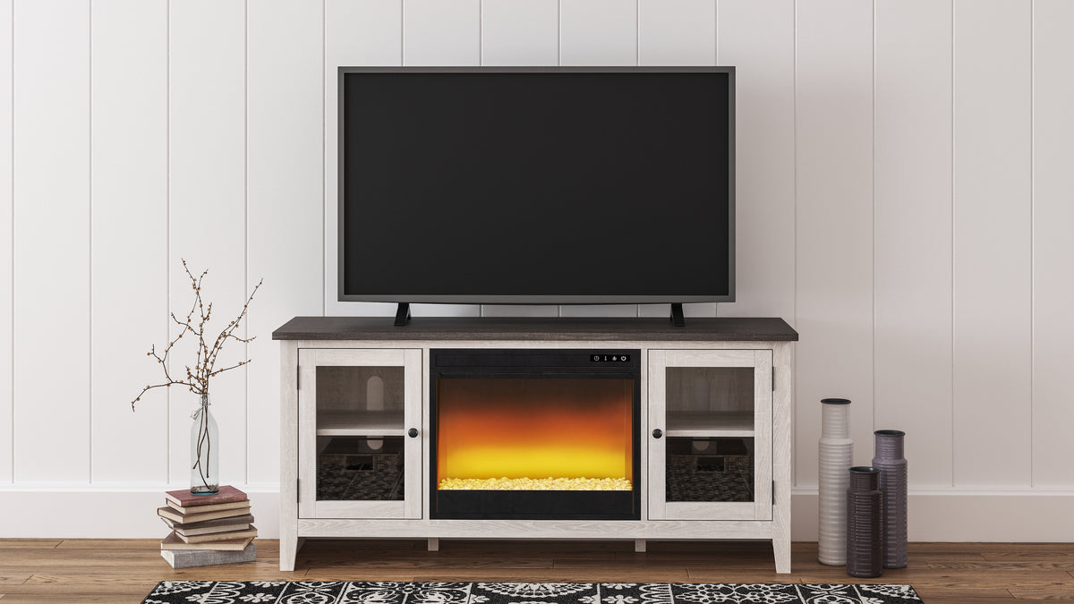 Tampa Furniture Outlet Lutz - Ashley Furniture - Dorrinson 60" TV Stand with Electric Fireplace - 60" TV Stand with Electric Fireplace / Two-tone - W287W2