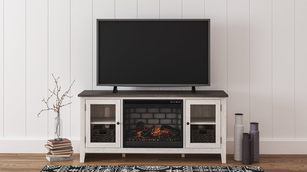 Tampa Furniture Outlet Lutz - Ashley Furniture - Dorrinson 60" TV Stand with Electric Fireplace - 60" TV Stand with Electric Fireplace / Two-tone - W287W3